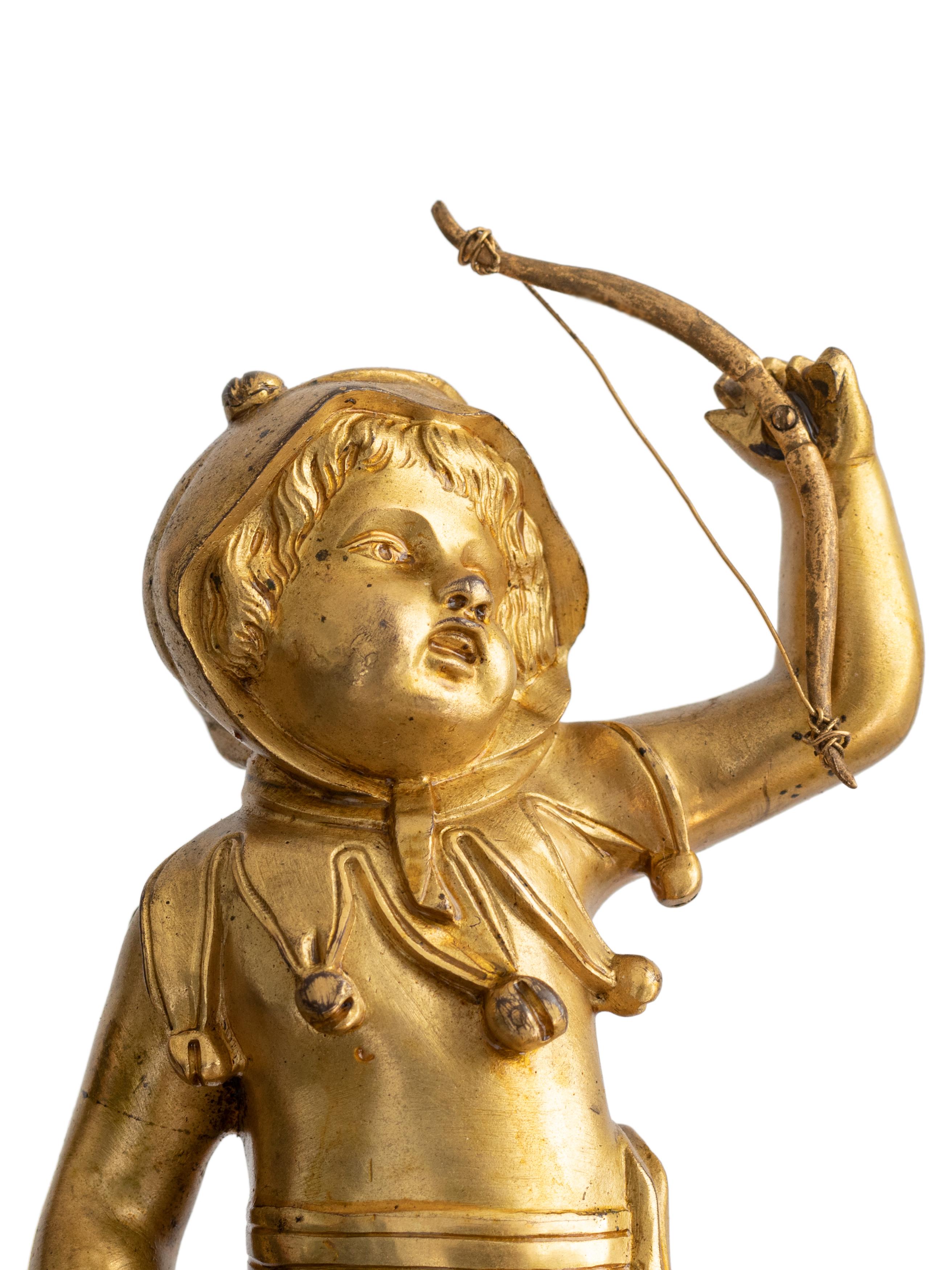 French Bronze Dore Mantle Clock by Leveque Guéret, 19th Century For Sale 2