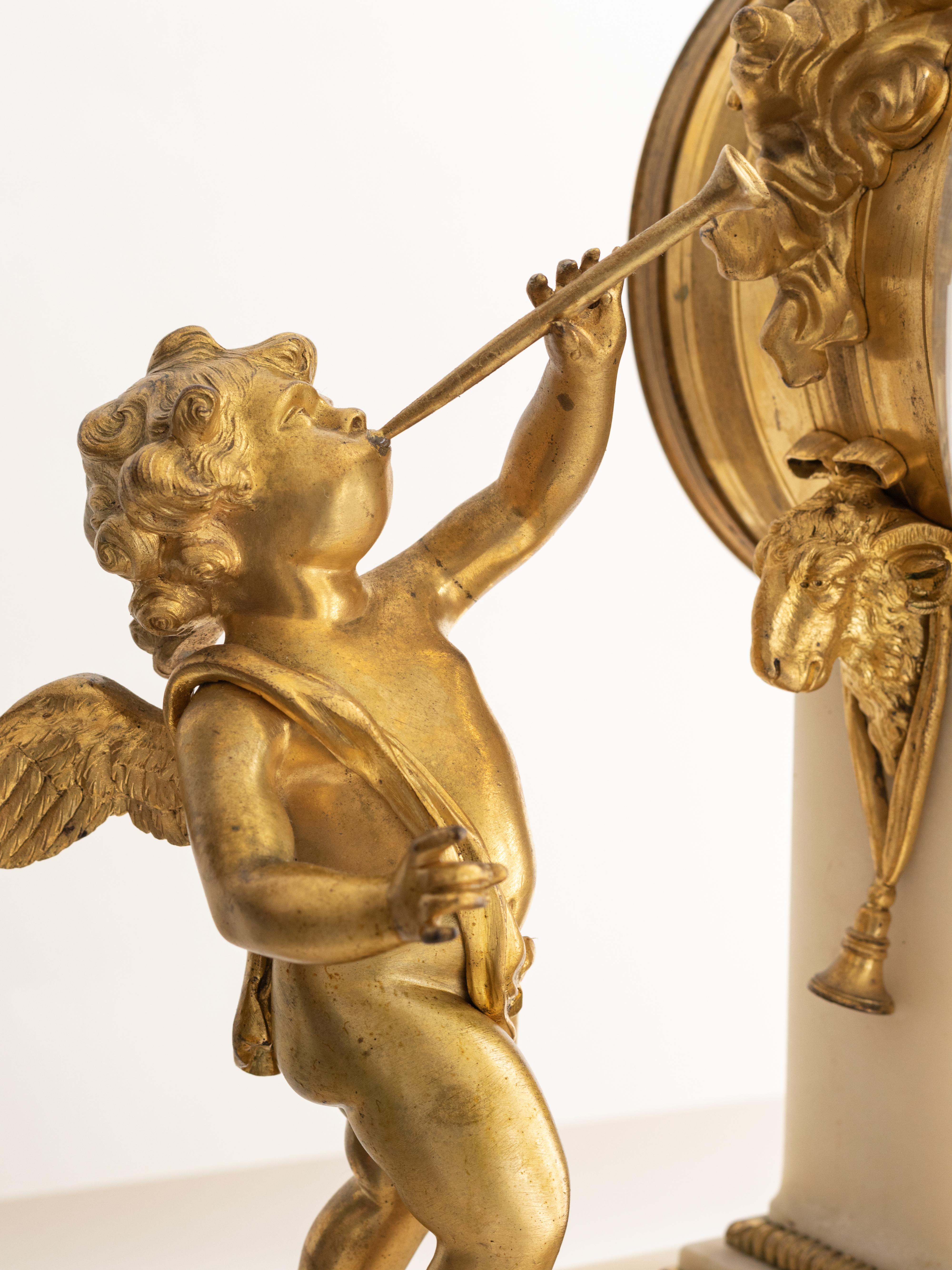 French Bronze Dore Mantle Clock by Leveque Guéret, 19th Century For Sale 3