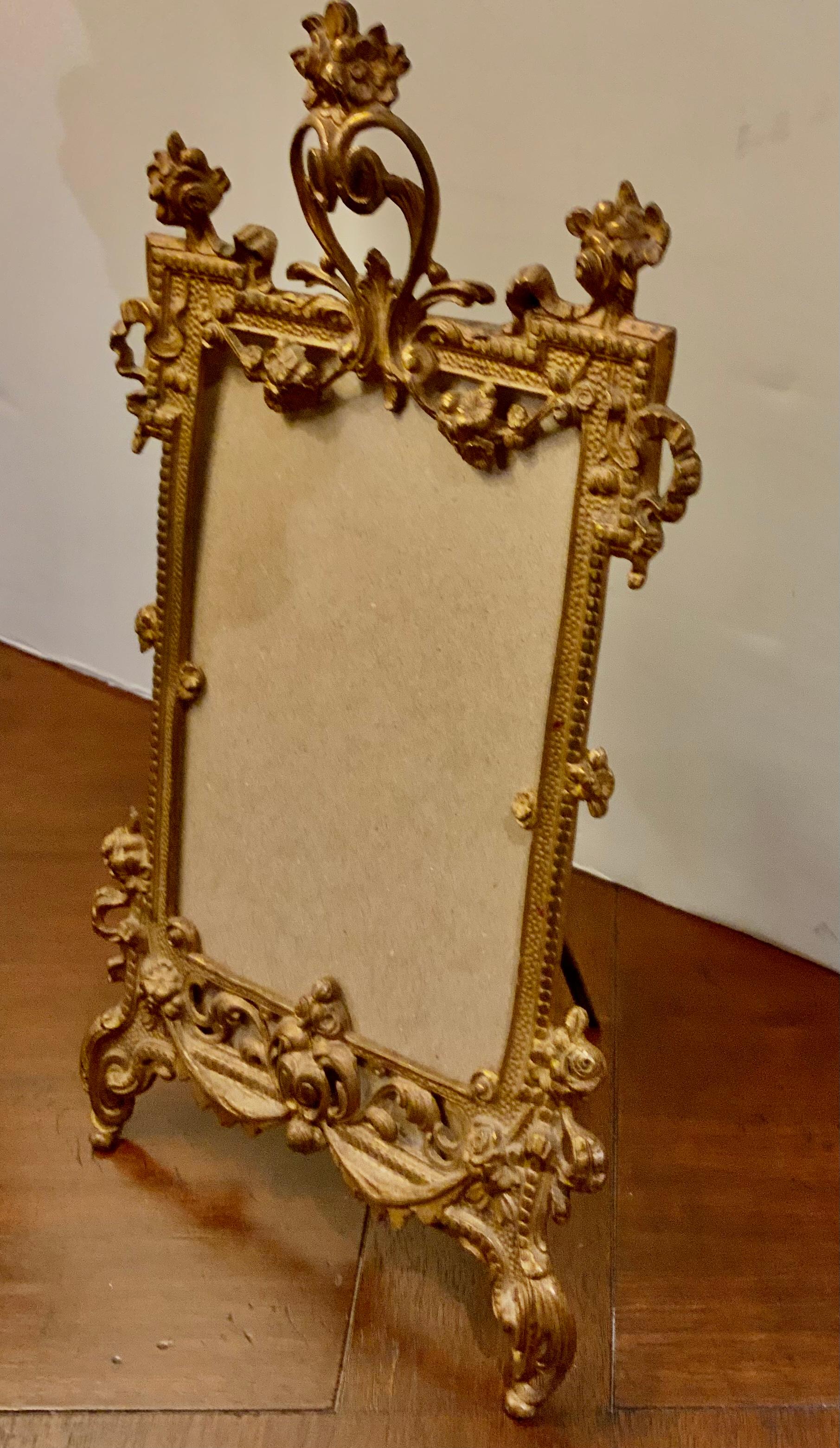 19th Century French Bronze Dore Picture Frame