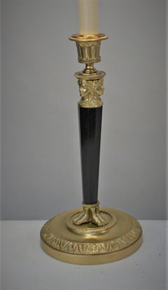 French Bronze Empire Candlestick Lamp