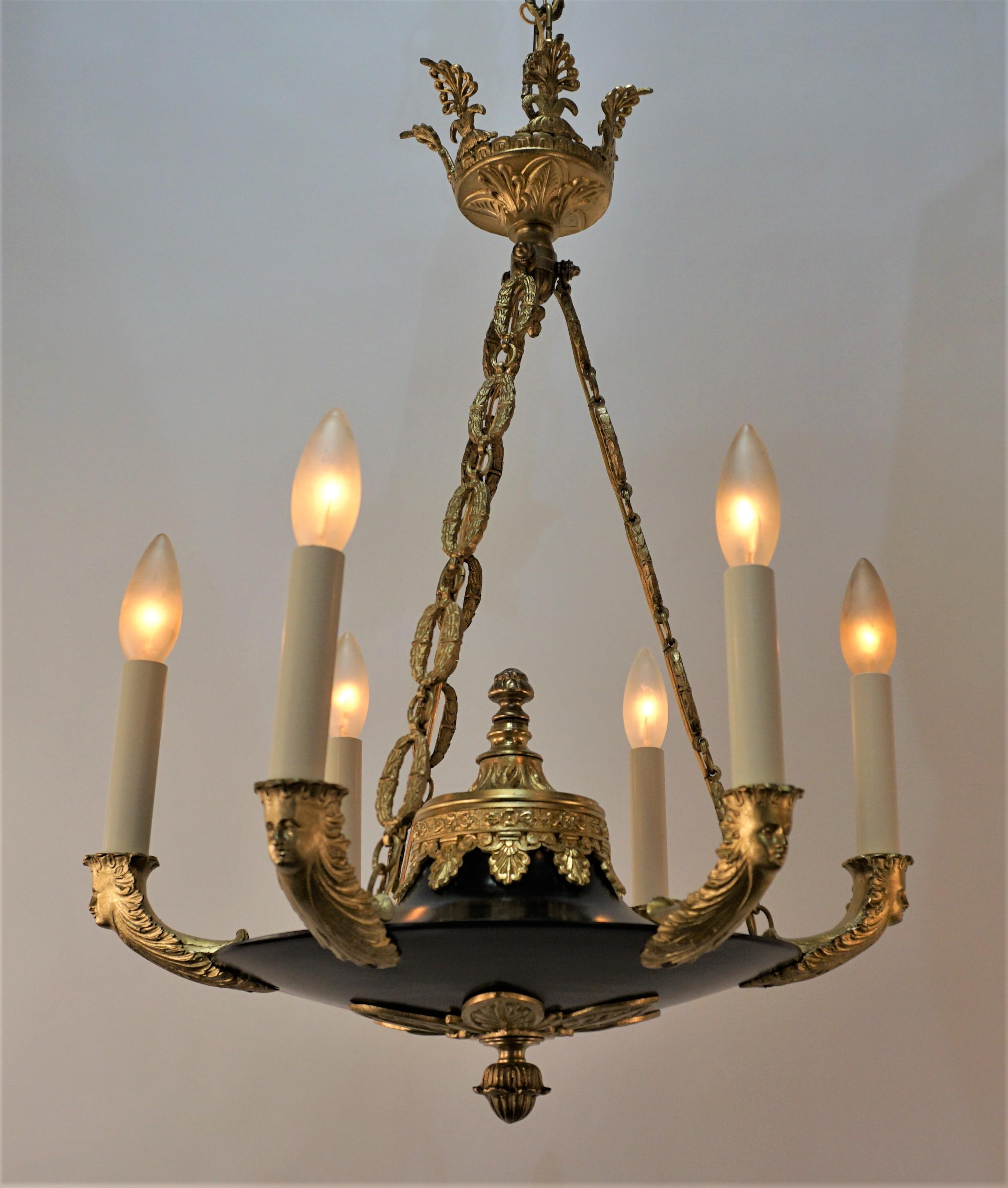 French Bronze Empire Chandelier 6