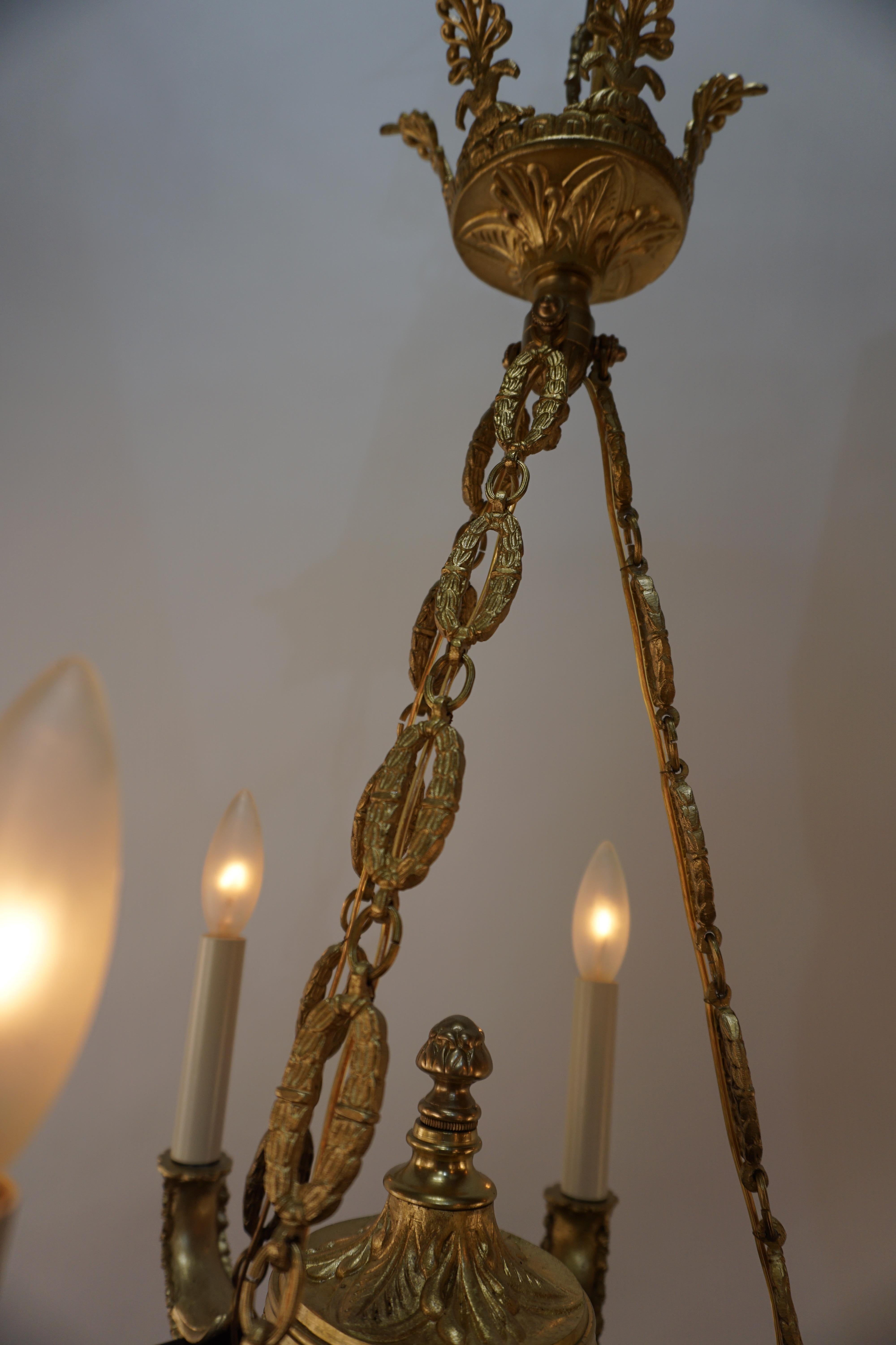 French Bronze Empire Chandelier In Good Condition In Fairfax, VA