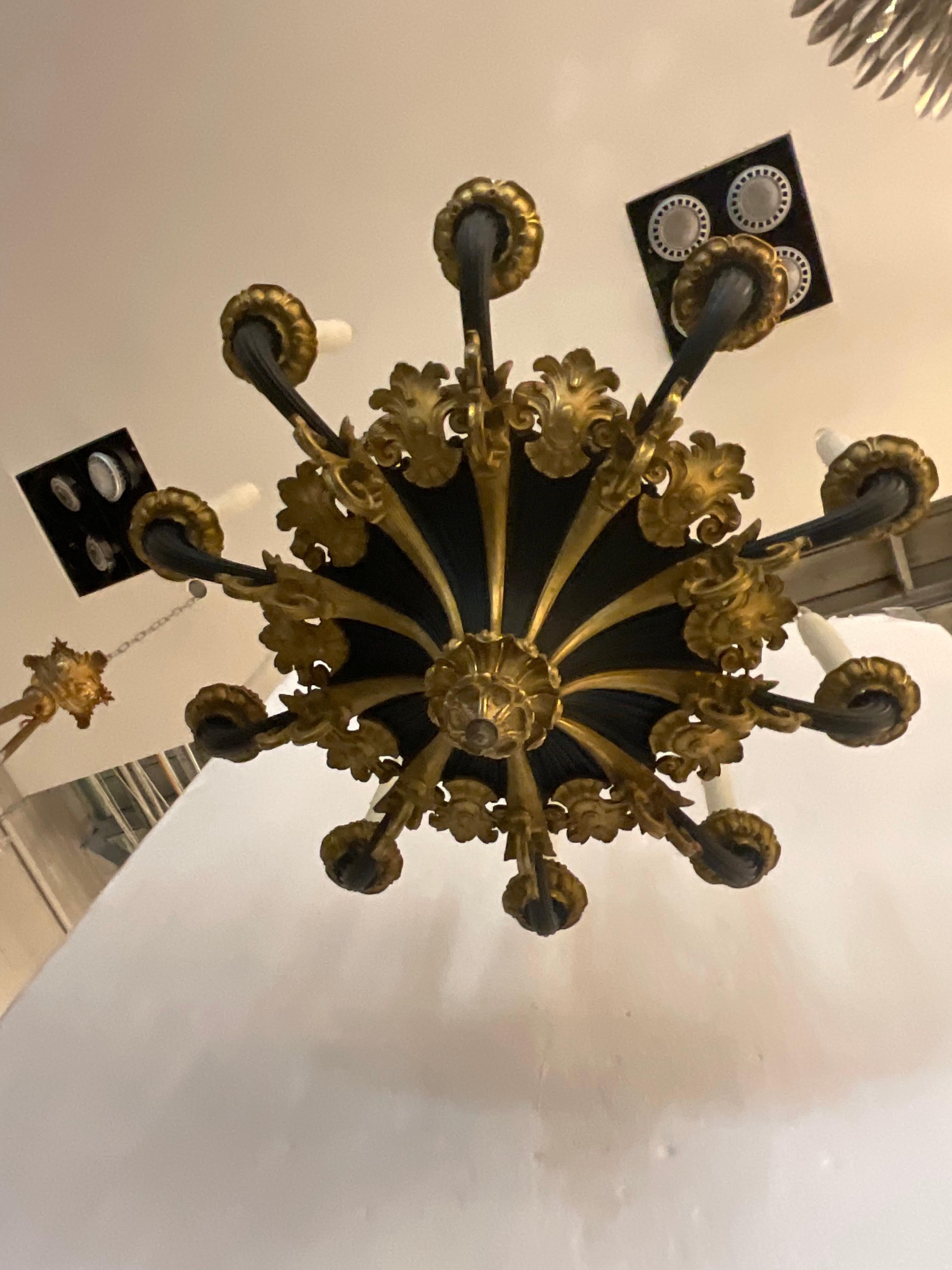 19th Century French Bronze Empire Chandelier  For Sale