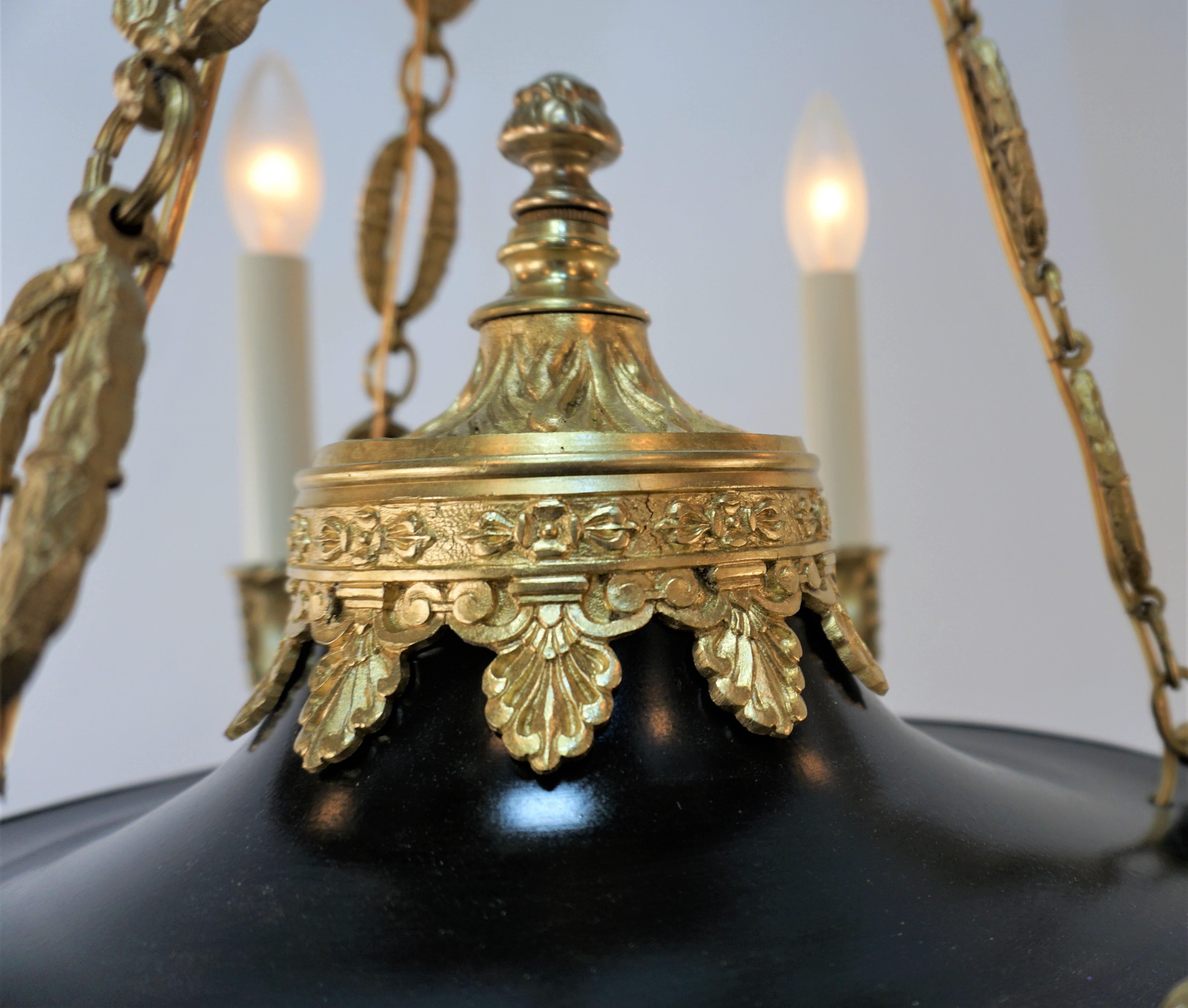 Early 20th Century French Bronze Empire Chandelier