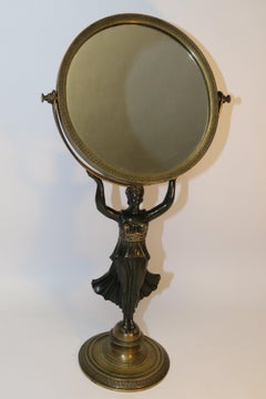 French Bronze Empire Period Adjustable Pedestal Mirror, circa 1820