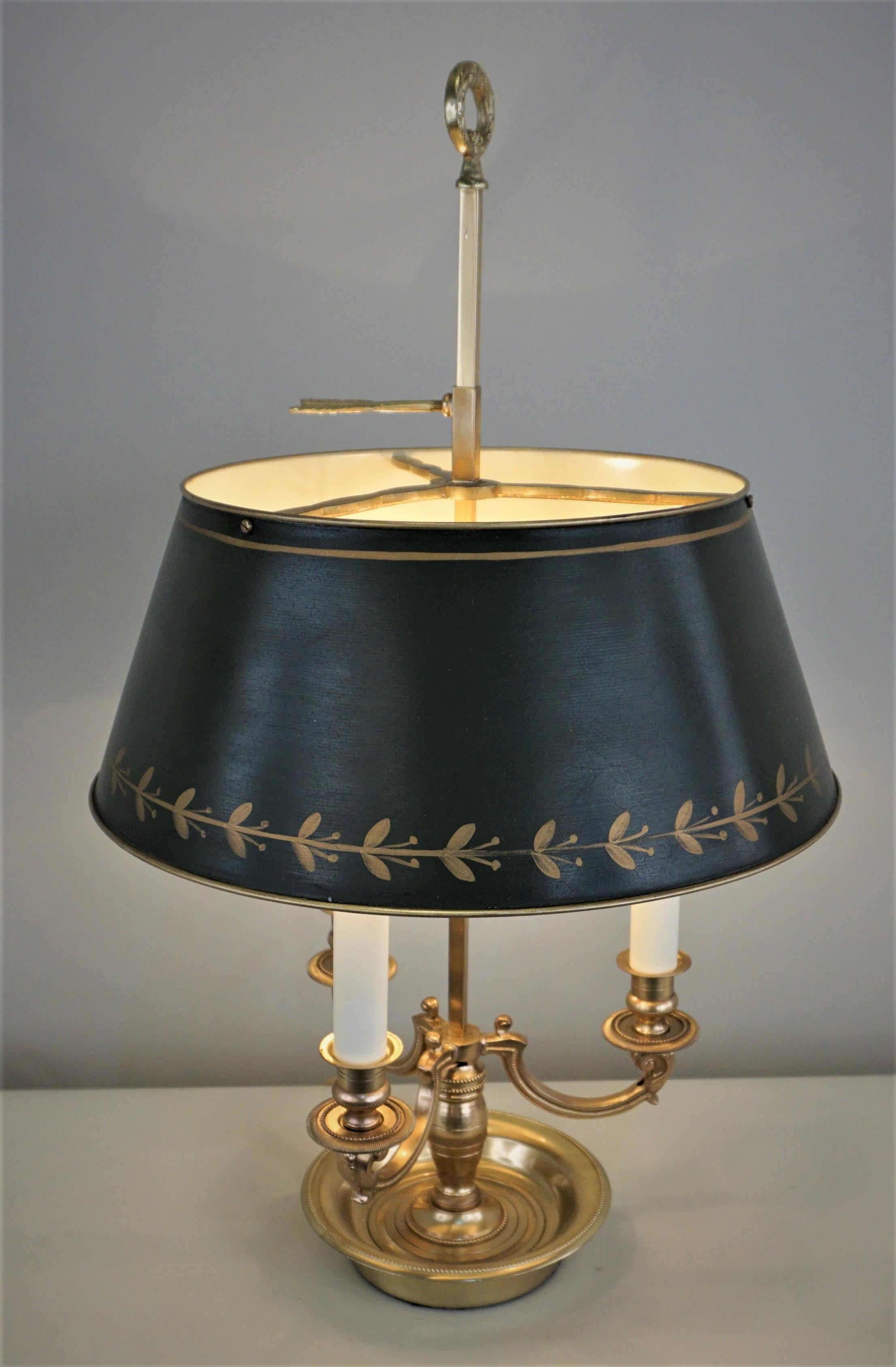 French Bronze Empire Style Bouillotte Desk or Table Lamp In Good Condition In Fairfax, VA