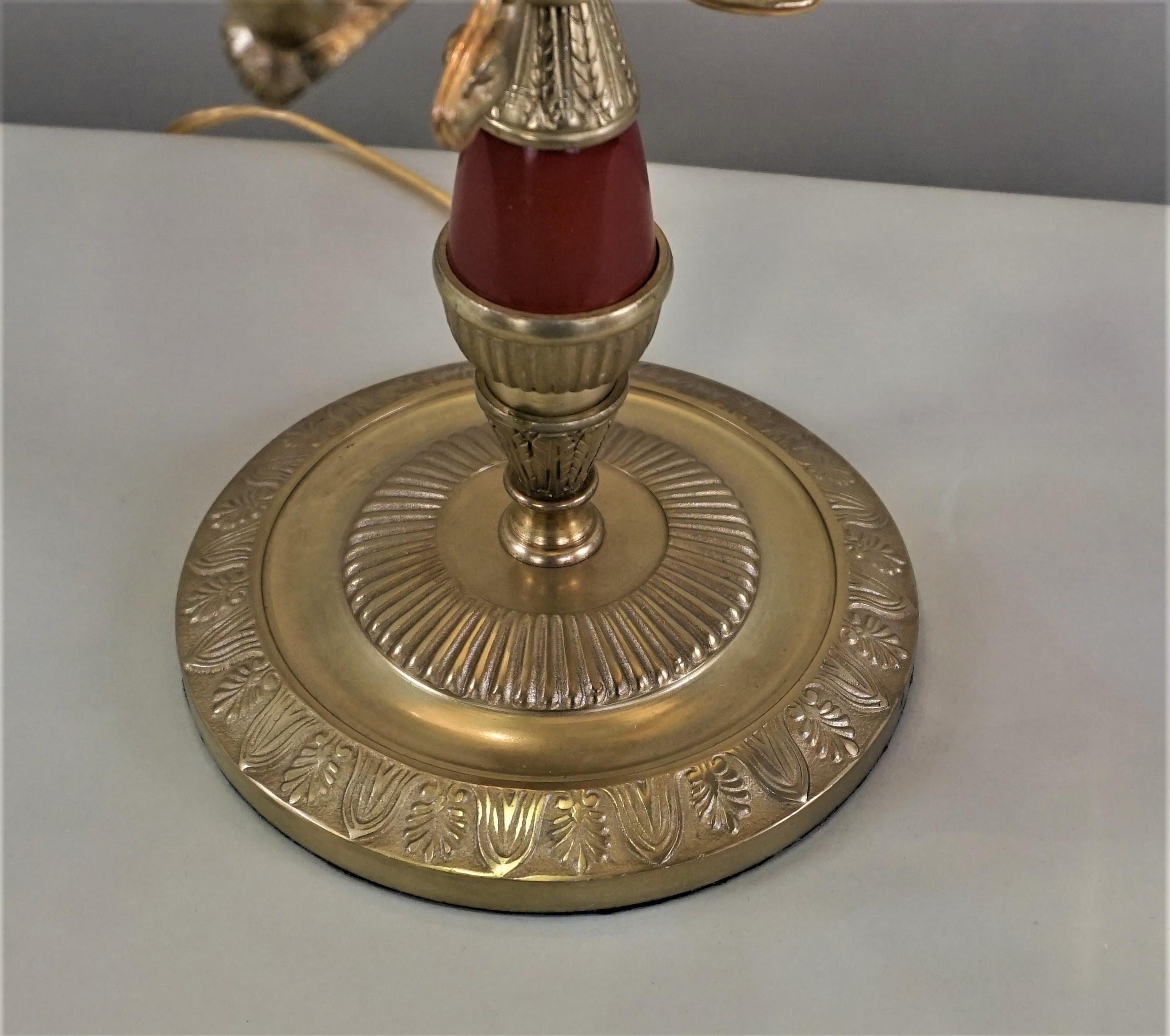 French Bronze Empire Style Bouillotte Desk or Table Lamp In Good Condition In Fairfax, VA