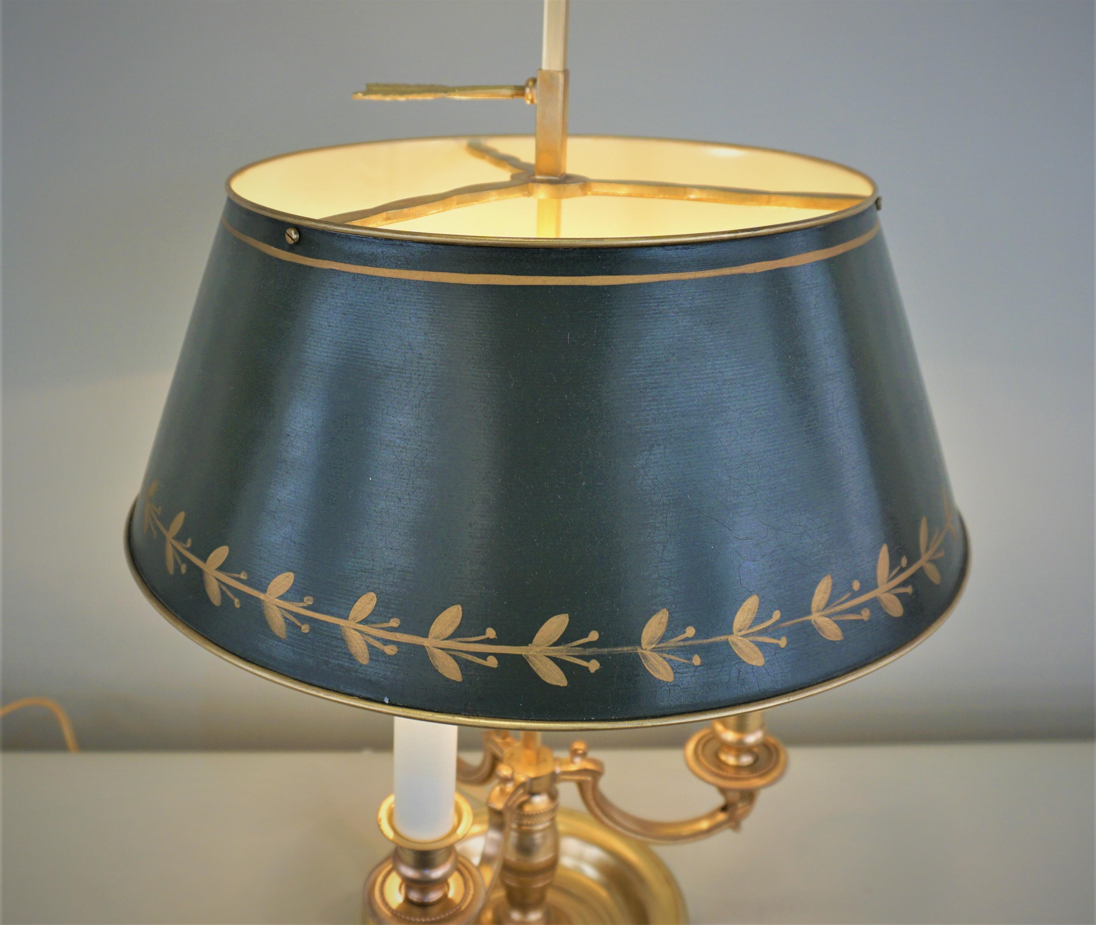 French Bronze Empire Style Bouillotte Desk or Table Lamp 1