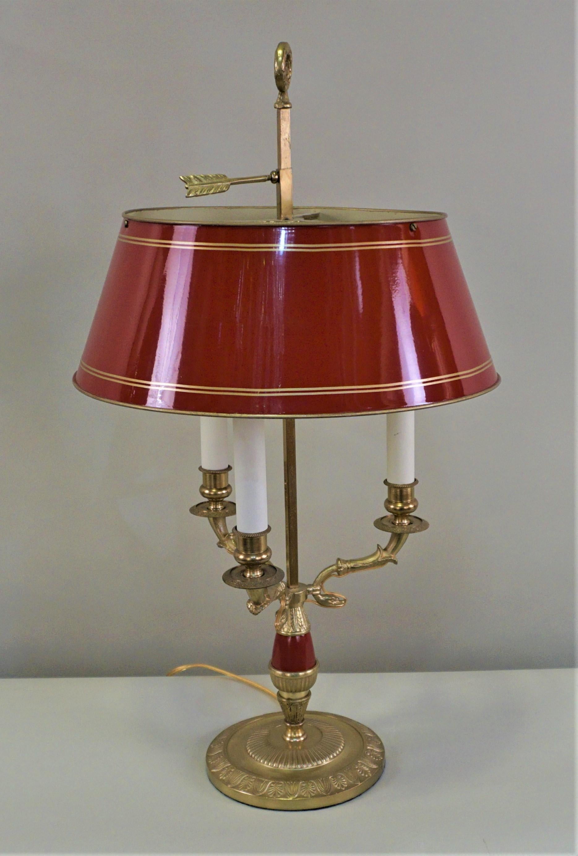 Mid-20th Century French Bronze Empire Style Bouillotte Desk or Table Lamp