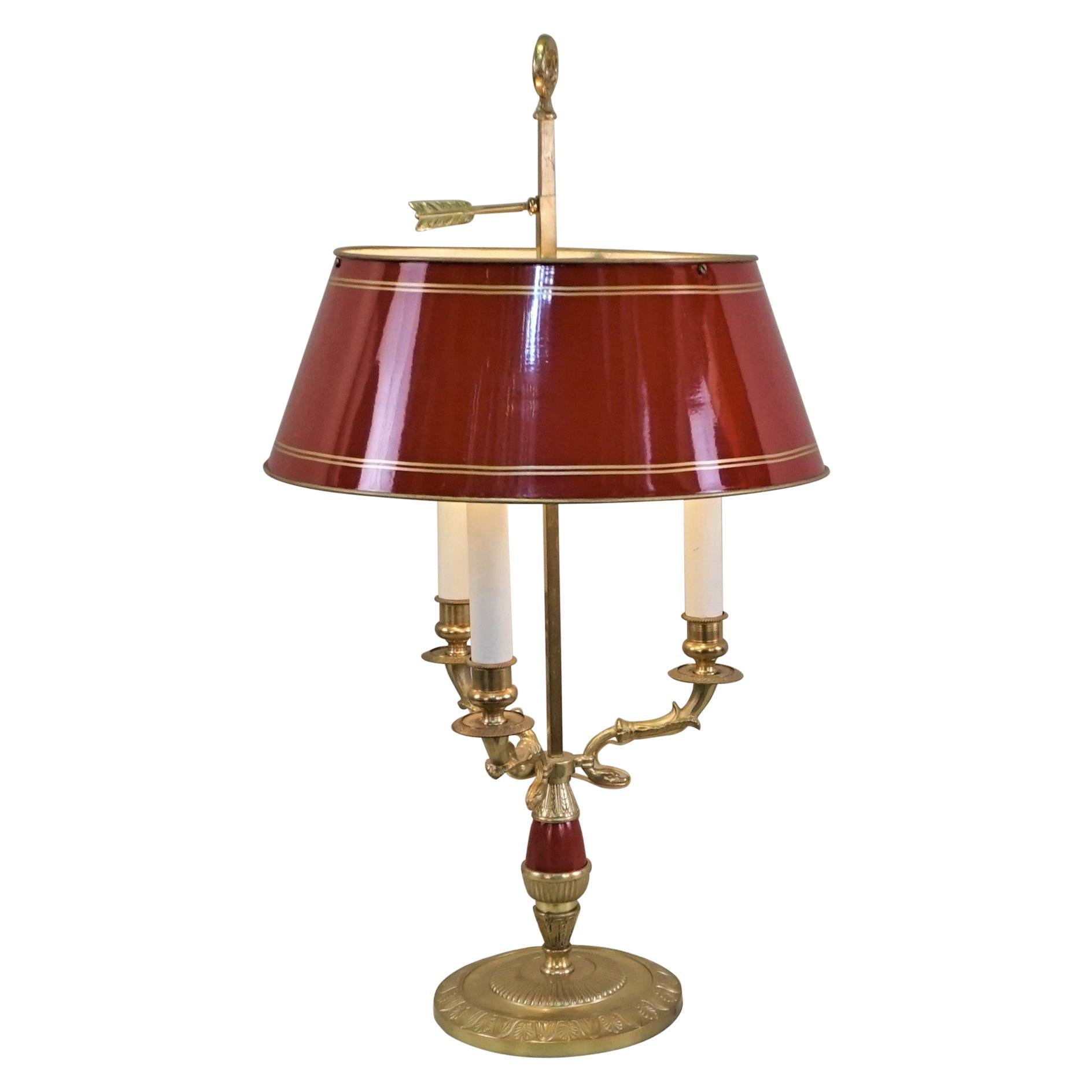 French Bronze Empire Style Bouillotte Desk or Table Lamp