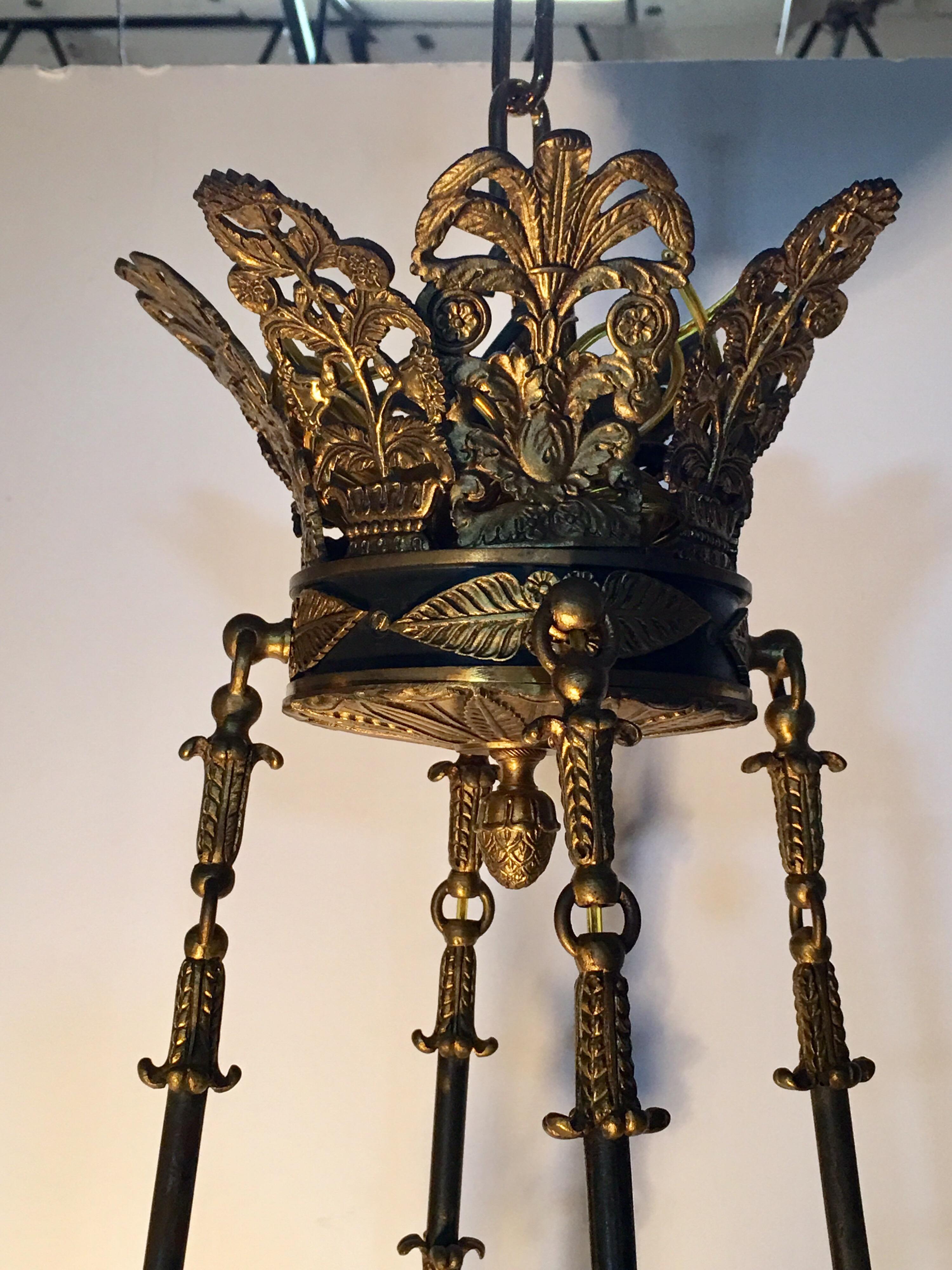 French Bronze Empire Style Chandelier For Sale 10