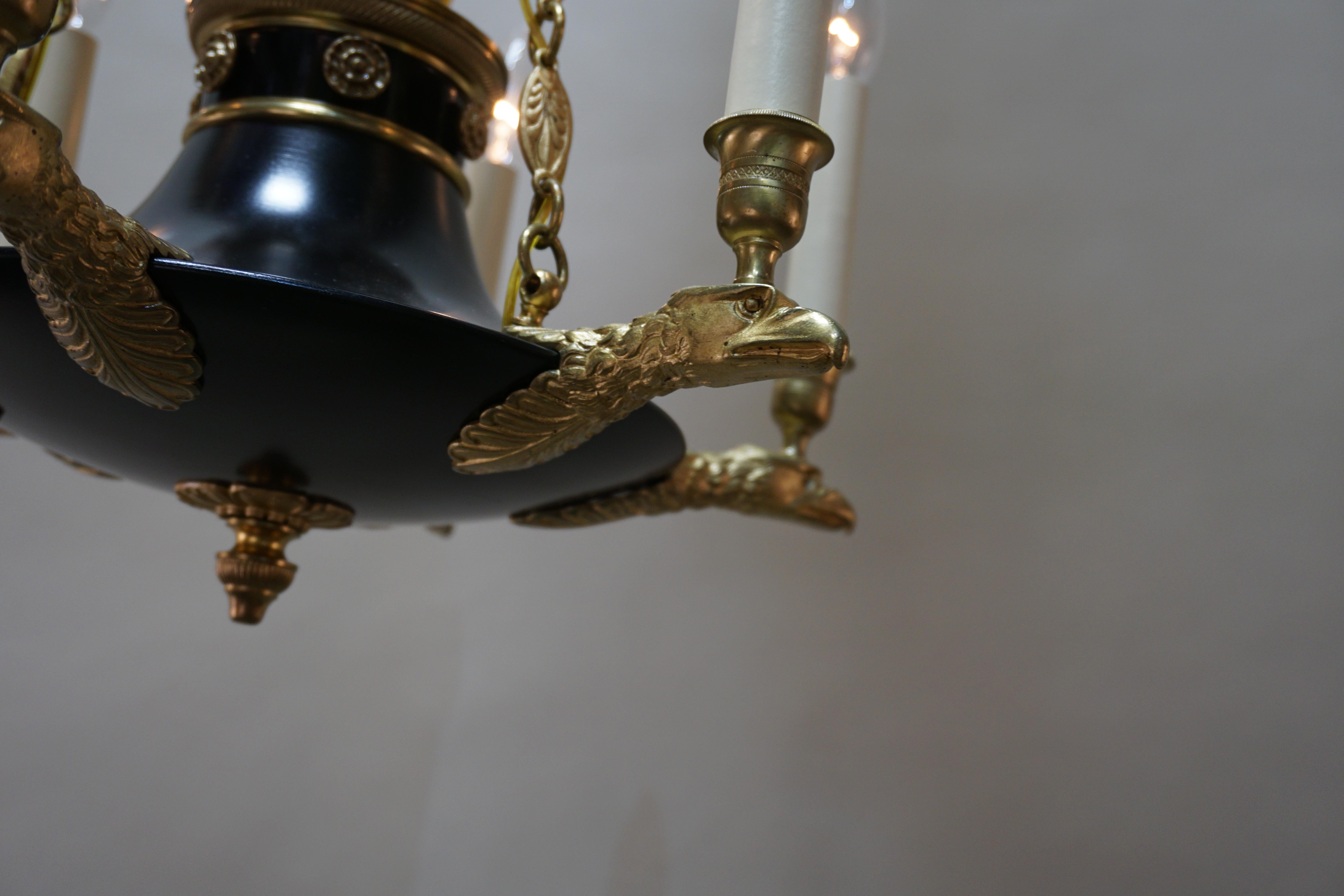 Lacquered French Bronze Empire Style Chandelier