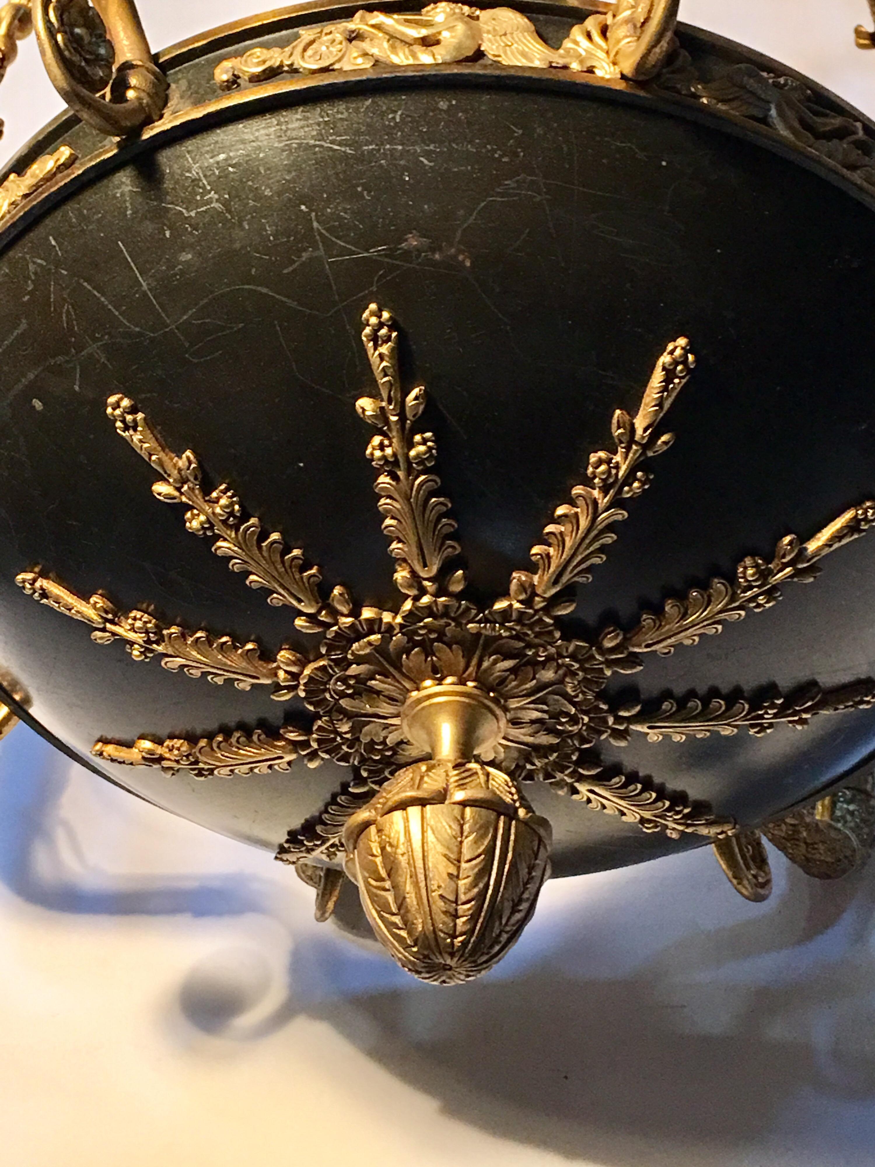 French Bronze Empire Style Chandelier In Good Condition For Sale In Dallas, TX