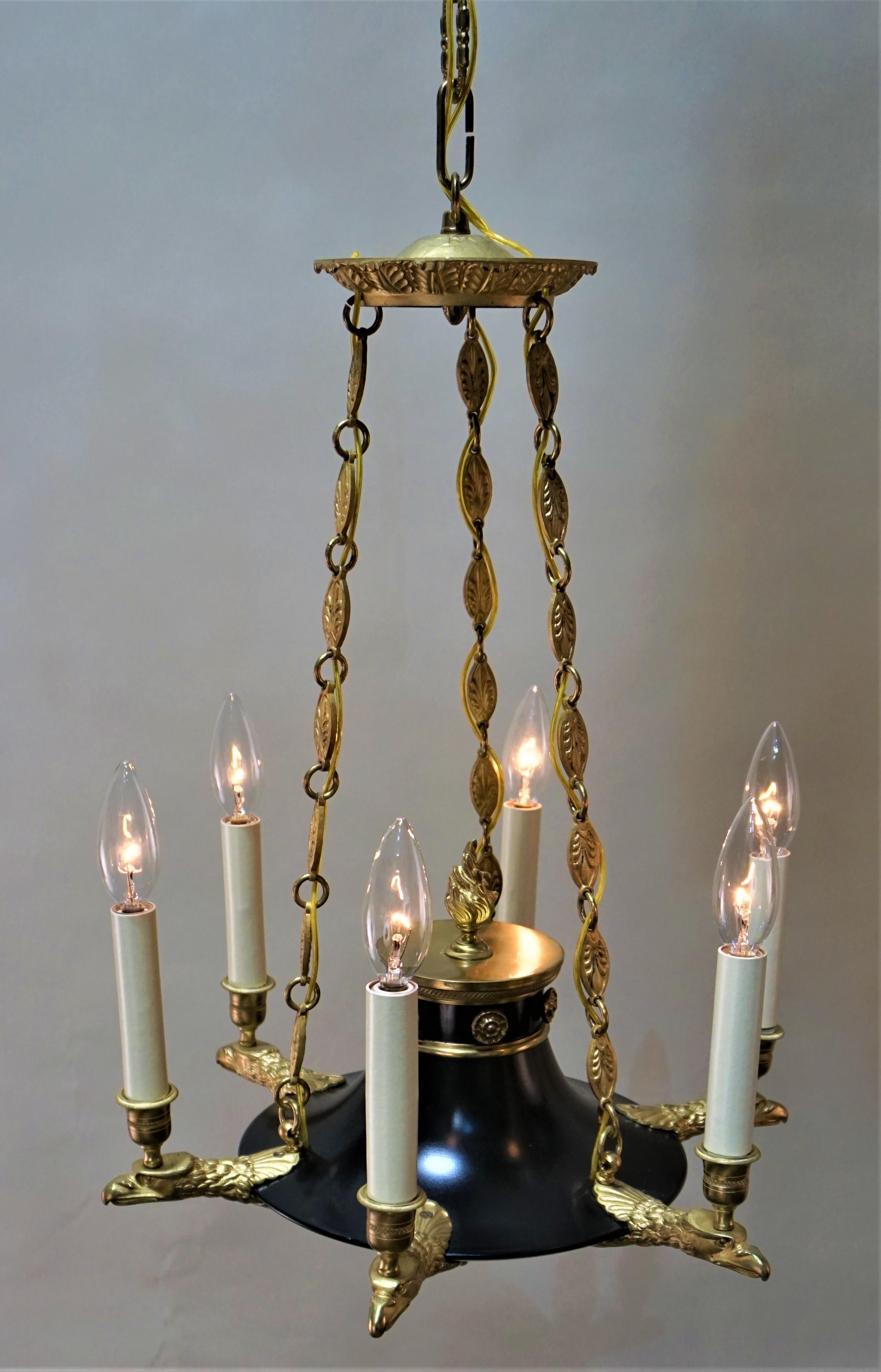 French Bronze Empire Style Chandelier 1