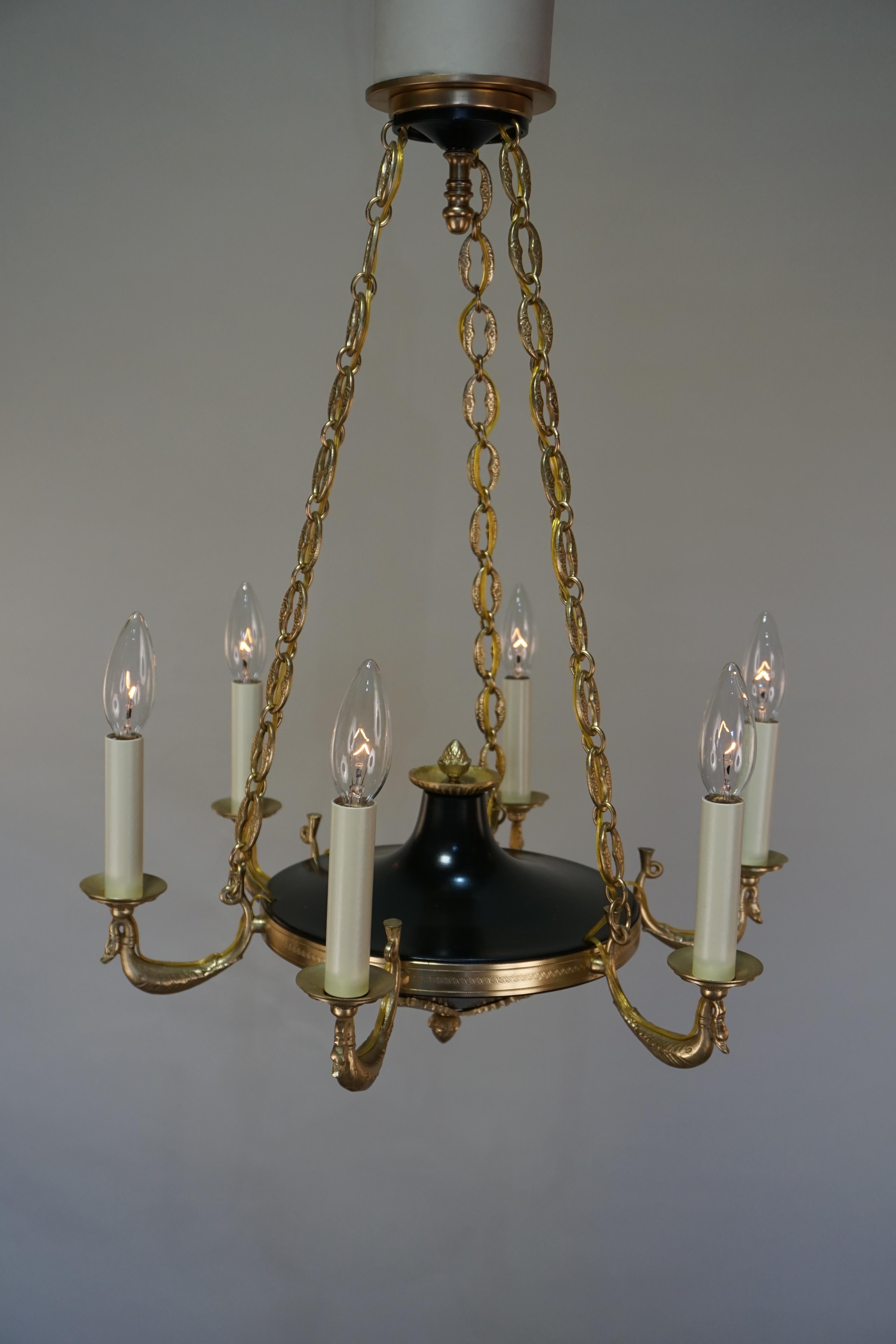 French Bronze Empire Style Chandelier 2