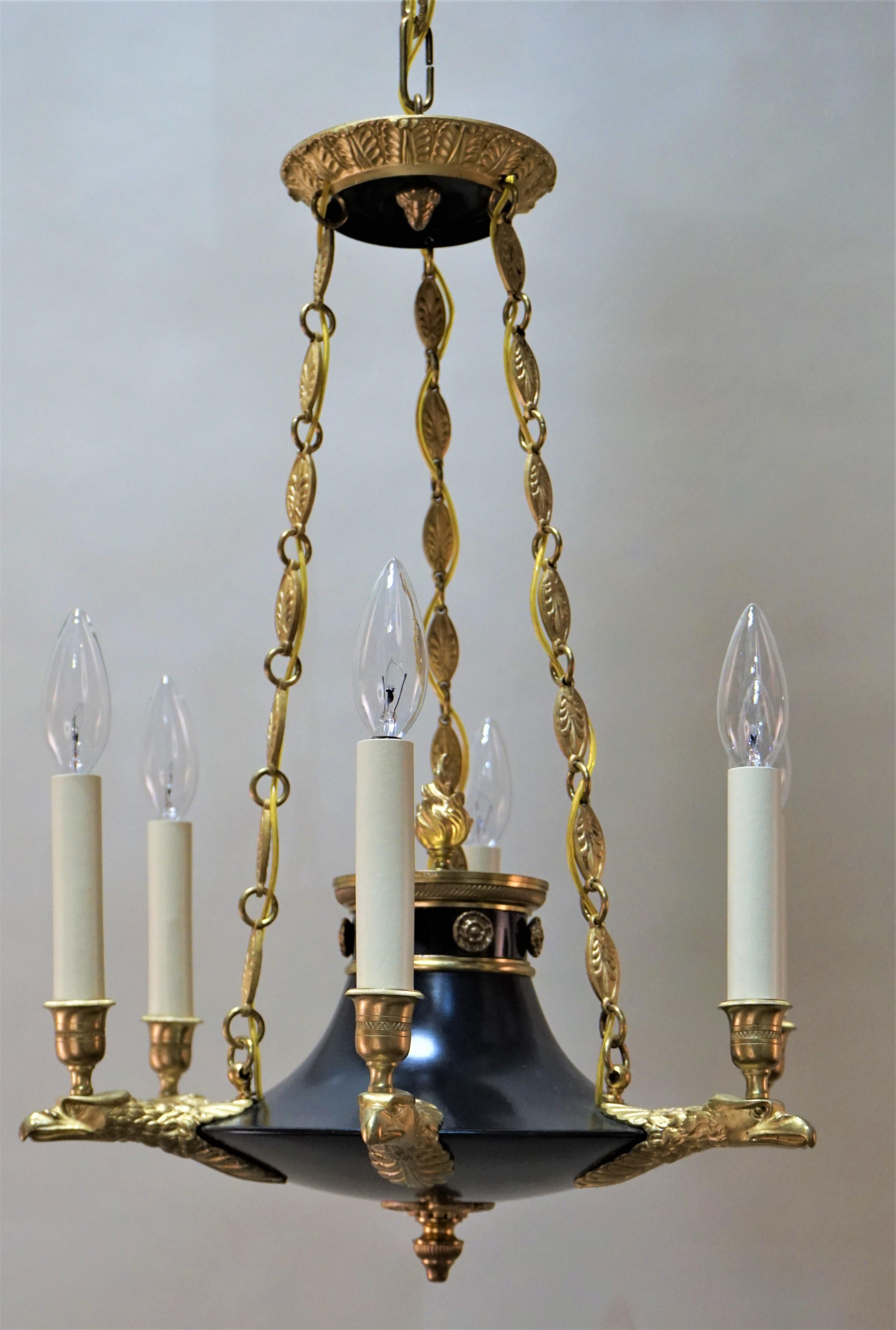 French Bronze Empire Style Chandelier 3