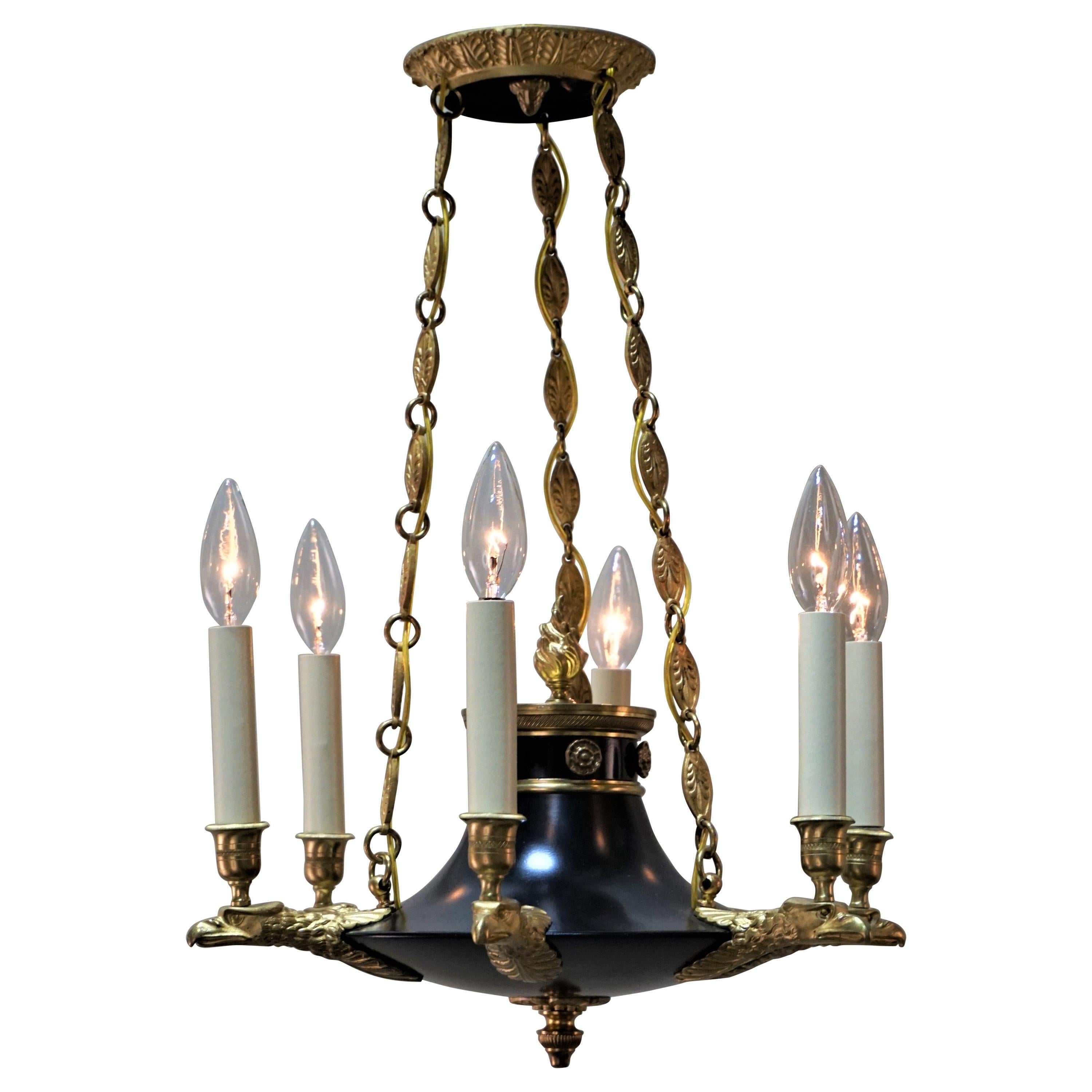 French Bronze Empire Style Chandelier