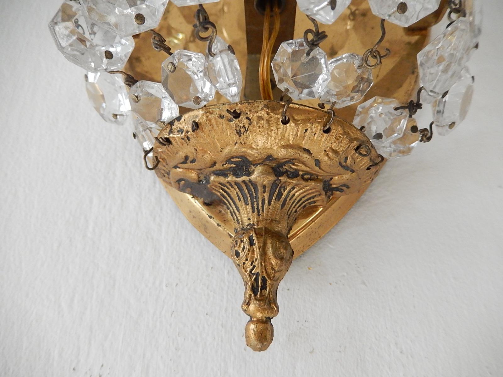 French Bronze Empire Style Crystal Sconces, 1930s 1