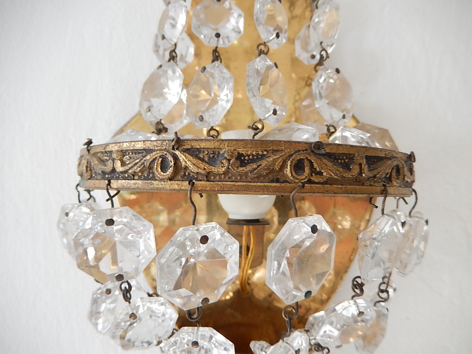 French Bronze Empire Style Crystal Sconces, 1930s 2