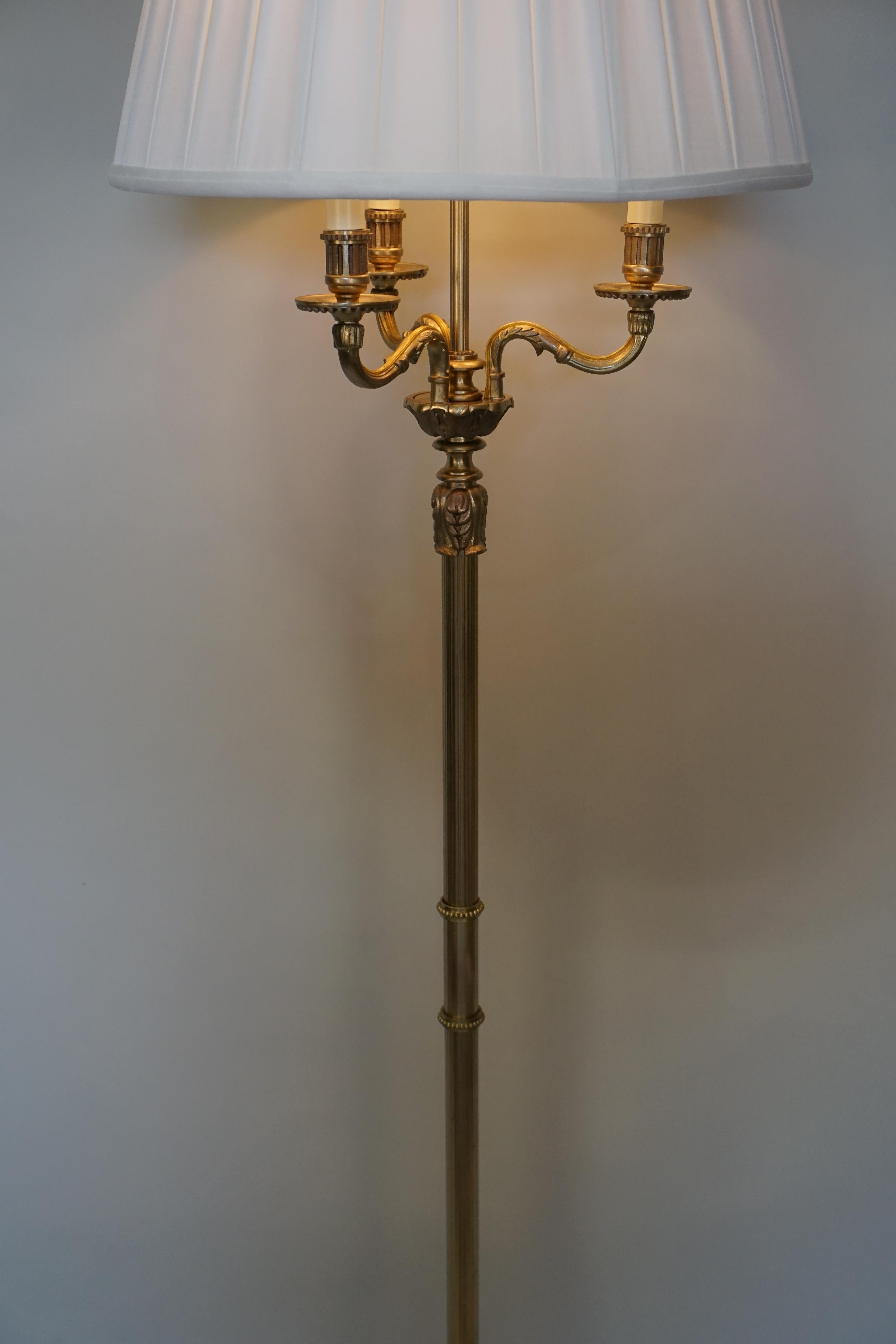 French Bronze Empire Style Floor Lamp In Good Condition In Fairfax, VA