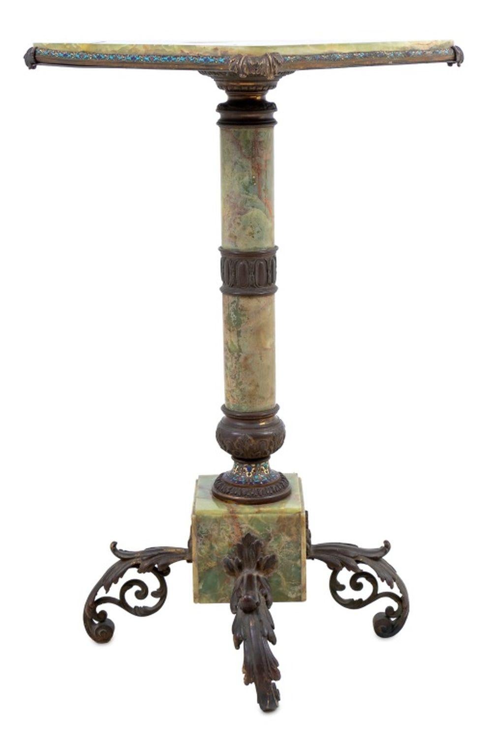 19th Century French Bronze & Enamel Mounted Onyx Pedestal For Sale