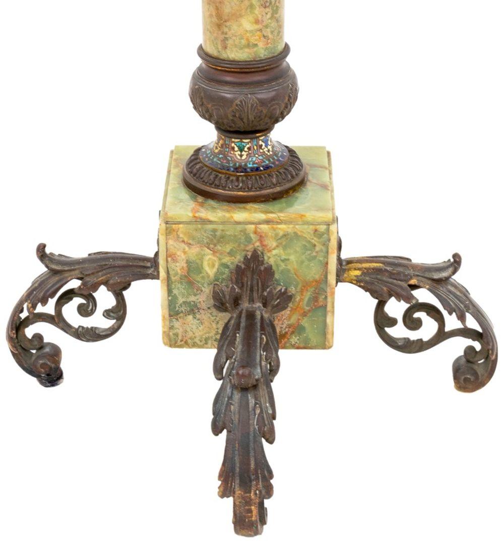 French Bronze & Enamel Mounted Onyx Pedestal For Sale 1