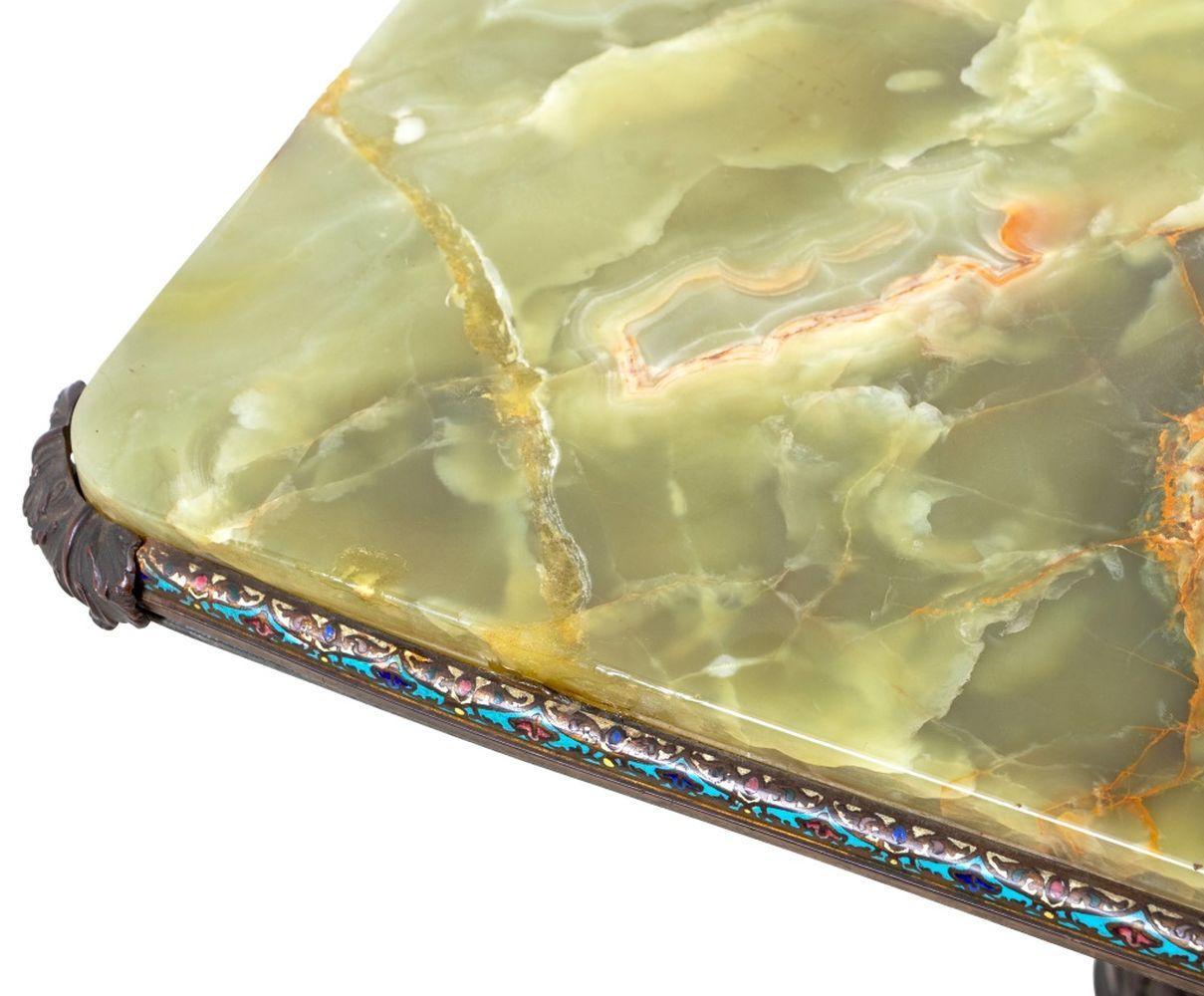 French Bronze & Enamel Mounted Onyx Pedestal For Sale 3