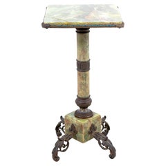 Antique French Bronze & Enamel Mounted Onyx Pedestal