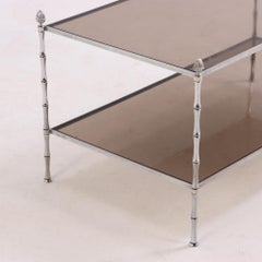 French Bronze Faux Bamboo Coffee Table Attributed to Maison Bagues.