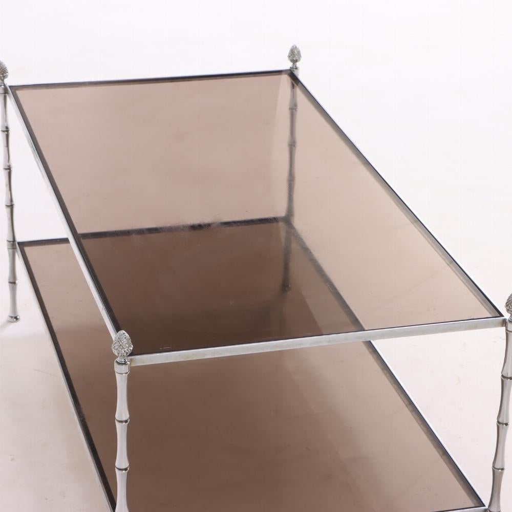 French Bronze Faux Bamboo Coffee Table Attributed to Maison Bagues. In Good Condition For Sale In Philadelphia, PA