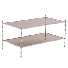 French Bronze Faux Bamboo Coffee Table Attributed to Maison Bagues.