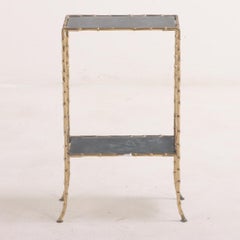French bronze faux bamboo petite drinks table C 1940, in the manner of Jansen