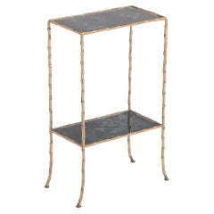 French bronze faux bamboo petite drinks table C 1940, in the manner of Jansen