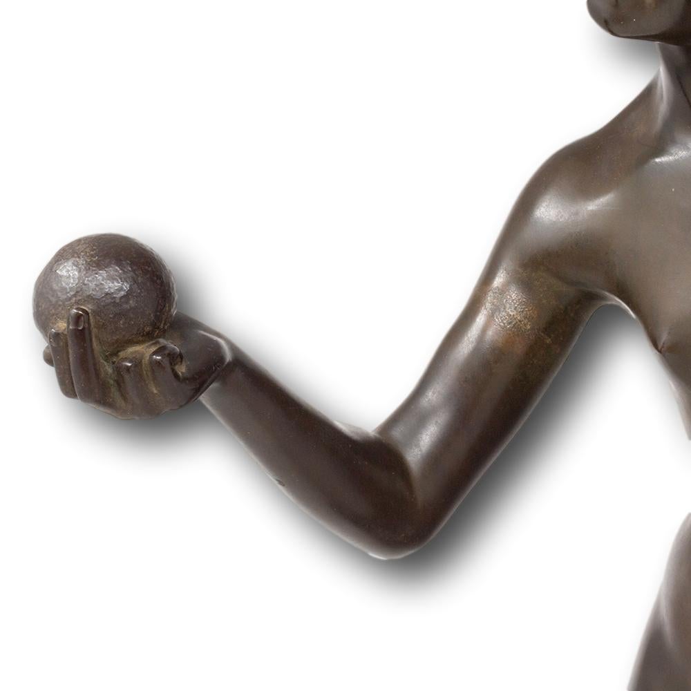 Mujer francesa de bronce de Jean Verschneider y Etling Paris, Art Decó hacia 1920 en venta 10