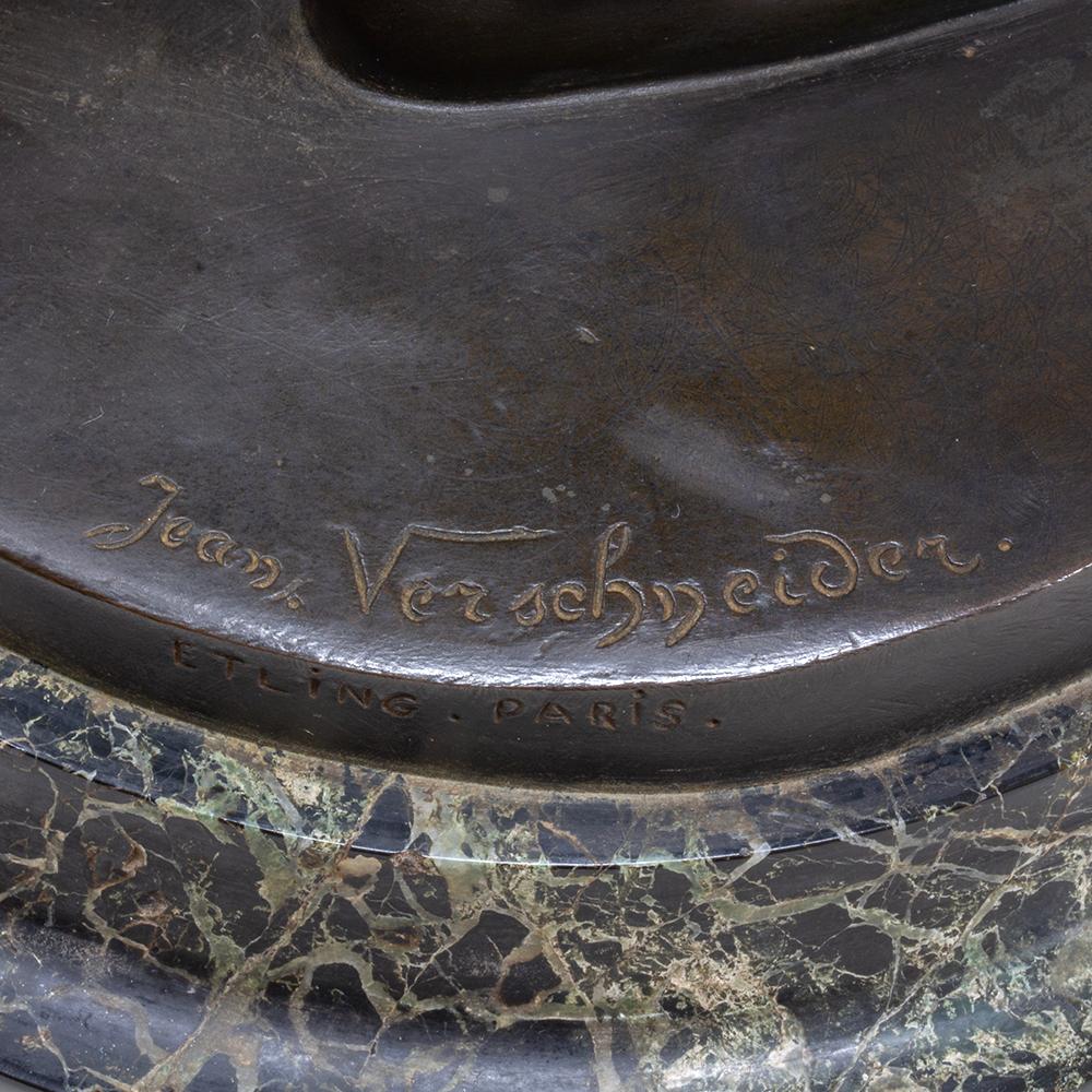 Mujer francesa de bronce de Jean Verschneider y Etling Paris, Art Decó hacia 1920 en venta 12