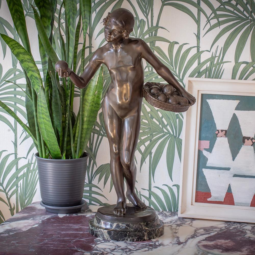 Mujer francesa de bronce de Jean Verschneider y Etling Paris, Art Decó hacia 1920 en venta 13