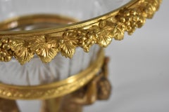 French Bronze Figural  Cherub Centerpiece with Cut Glass Bowl