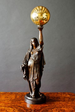 French Bronze Figural Clock Depicting Aurora