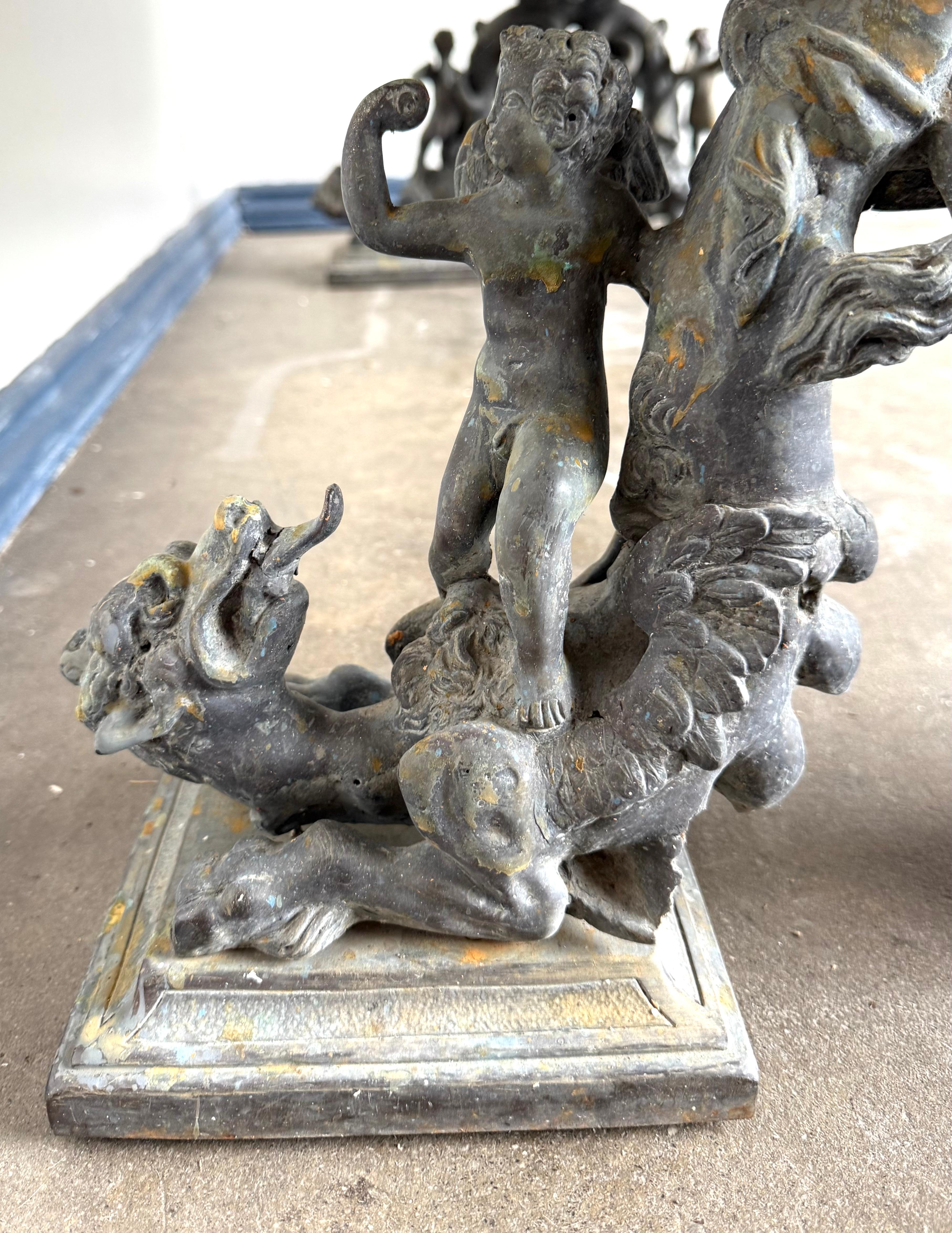 French Bronze Figural Coffee Table with Travertine Top im Angebot 7