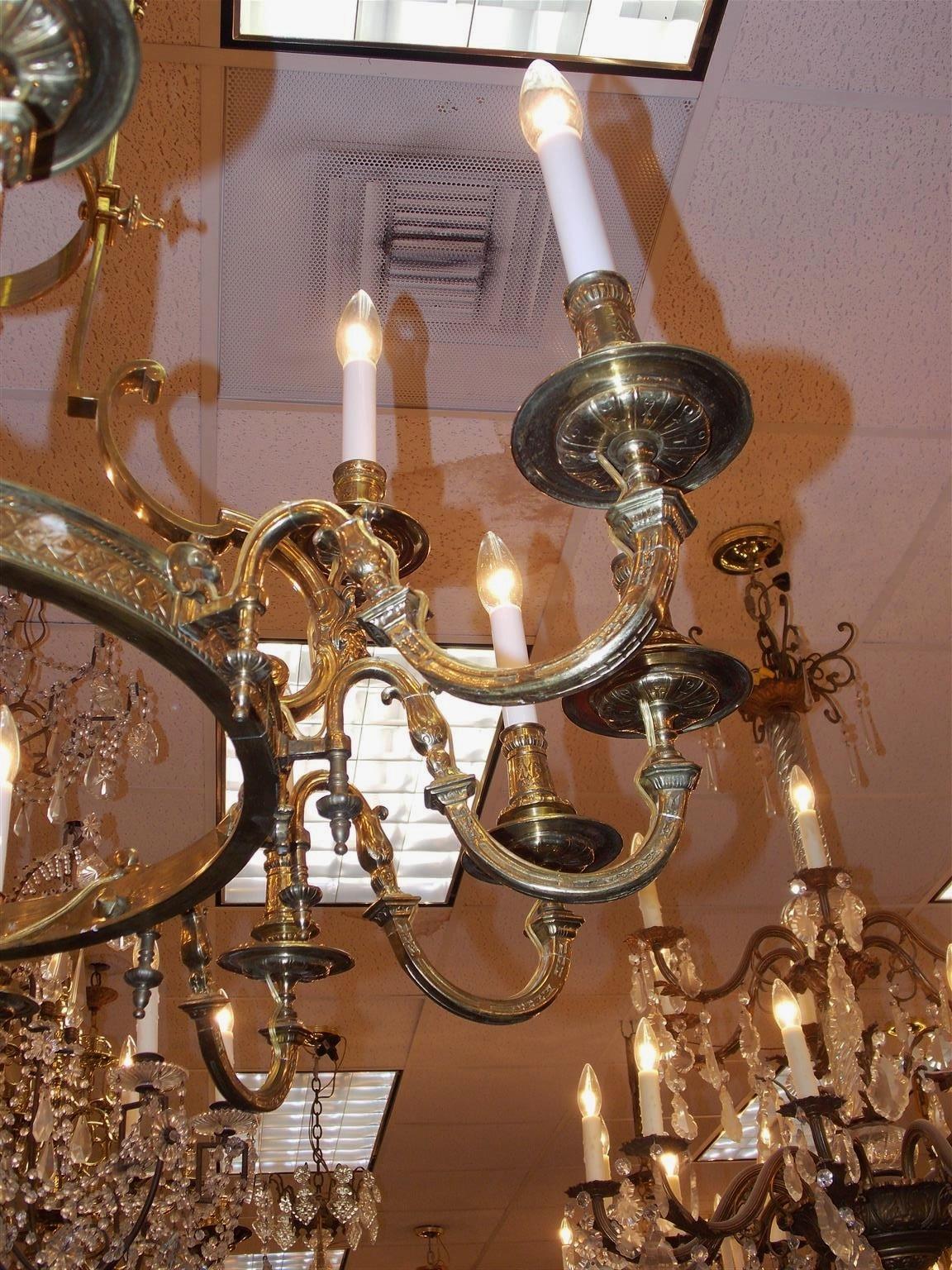 French Bronze Figural & Foliage Two-Tiered Sixteen Light Chandelier, Circa 1830 In Excellent Condition For Sale In Hollywood, SC