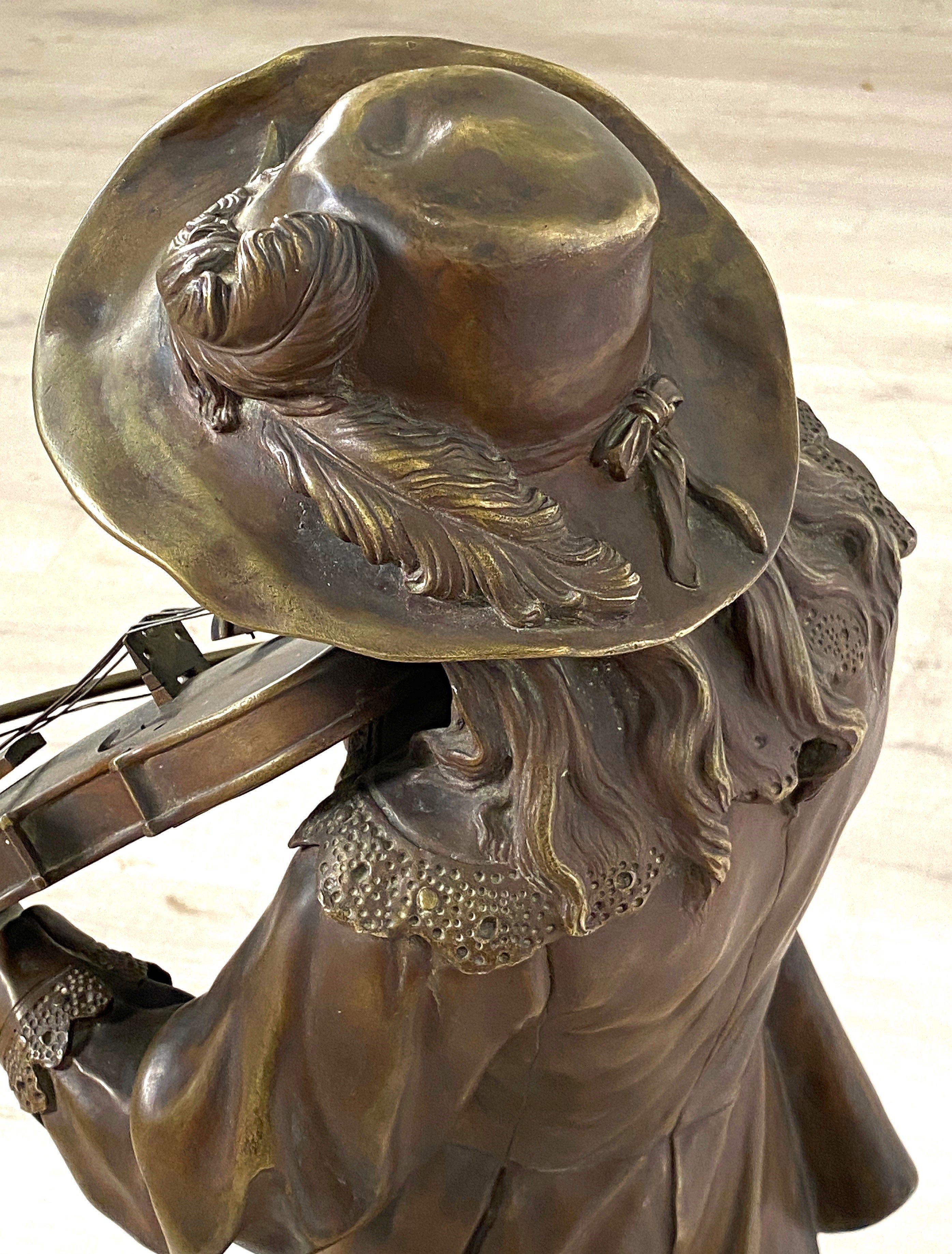 French Bronze Figural Sculpture of a Musician by Boyer Fres. Bronziers - Paris For Sale 5