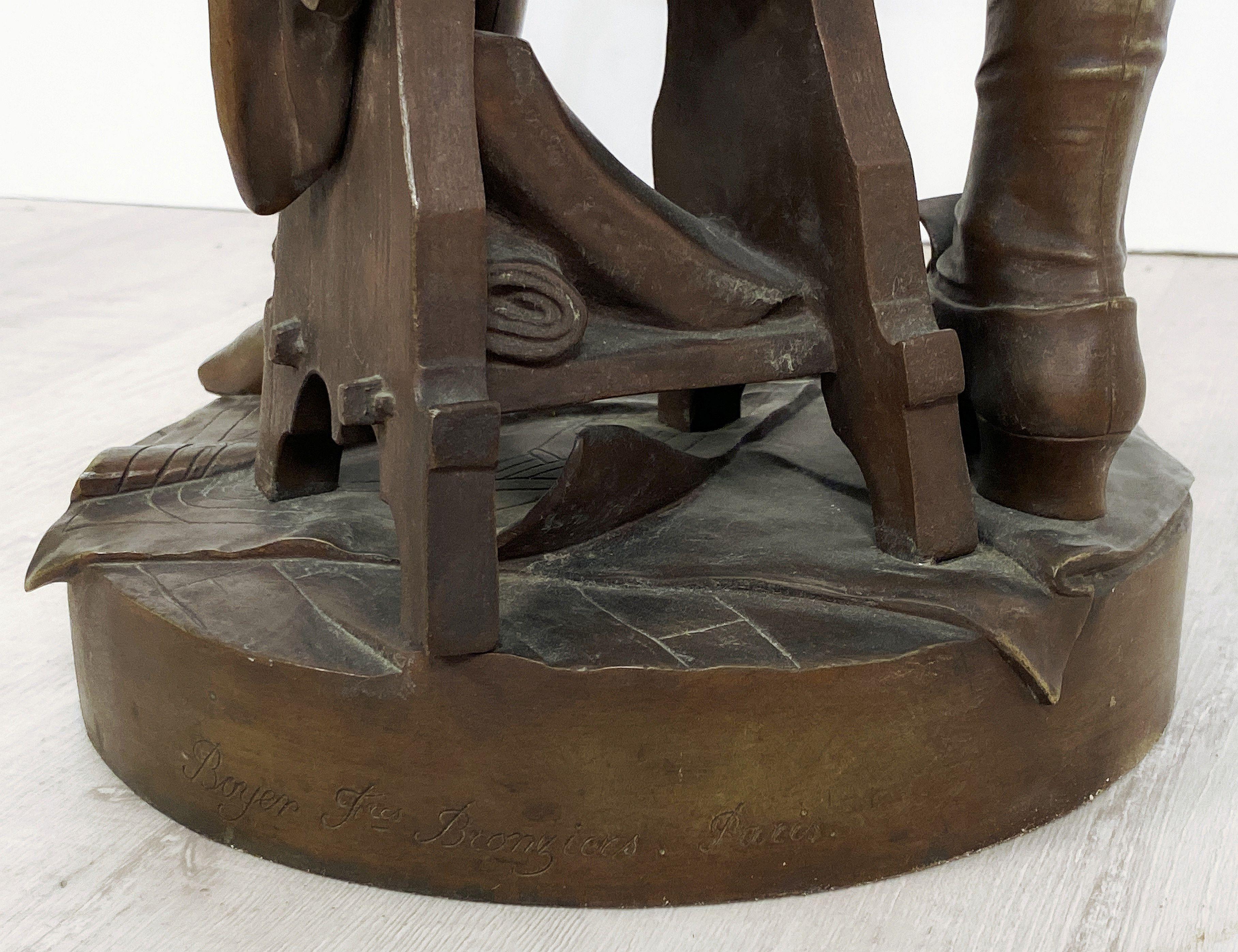 French Bronze Figural Sculpture of a Musician by Boyer Fres. Bronziers - Paris For Sale 6