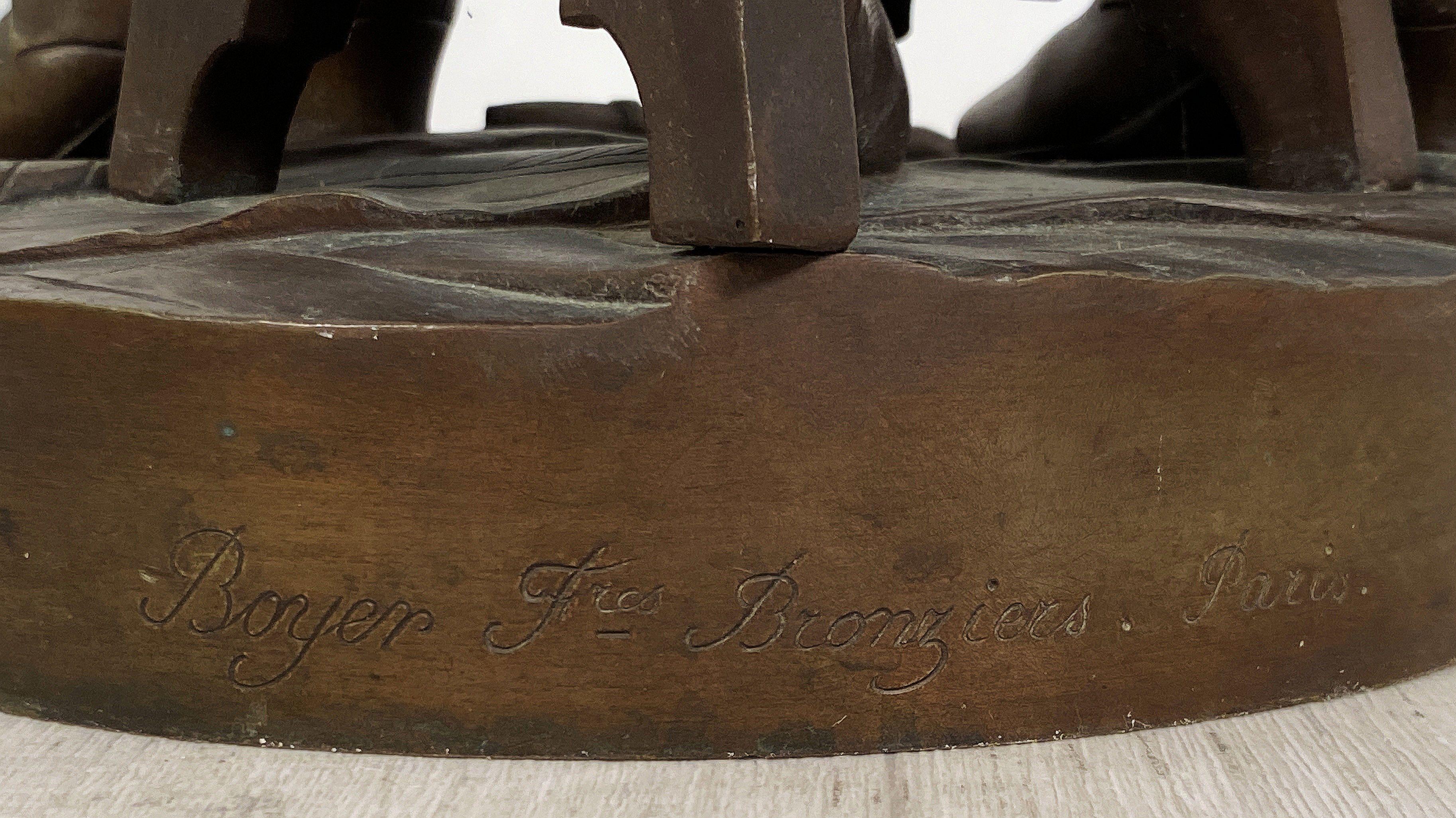 French Bronze Figural Sculpture of a Musician by Boyer Fres. Bronziers - Paris For Sale 7