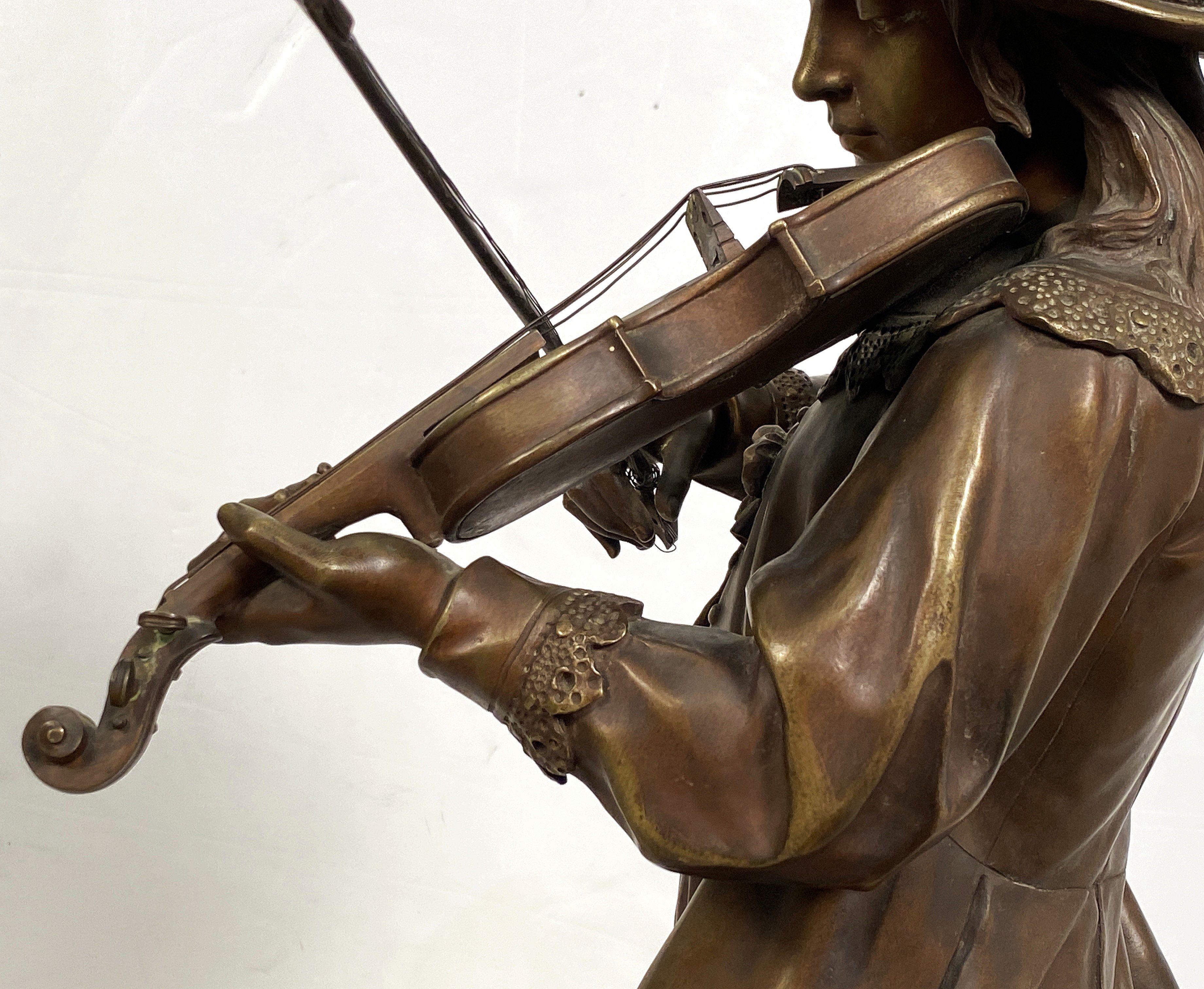 French Bronze Figural Sculpture of a Musician by Boyer Fres. Bronziers - Paris For Sale 8