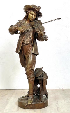 French Bronze Figural Sculpture of a Musician by Boyer Fres. Bronziers - Paris