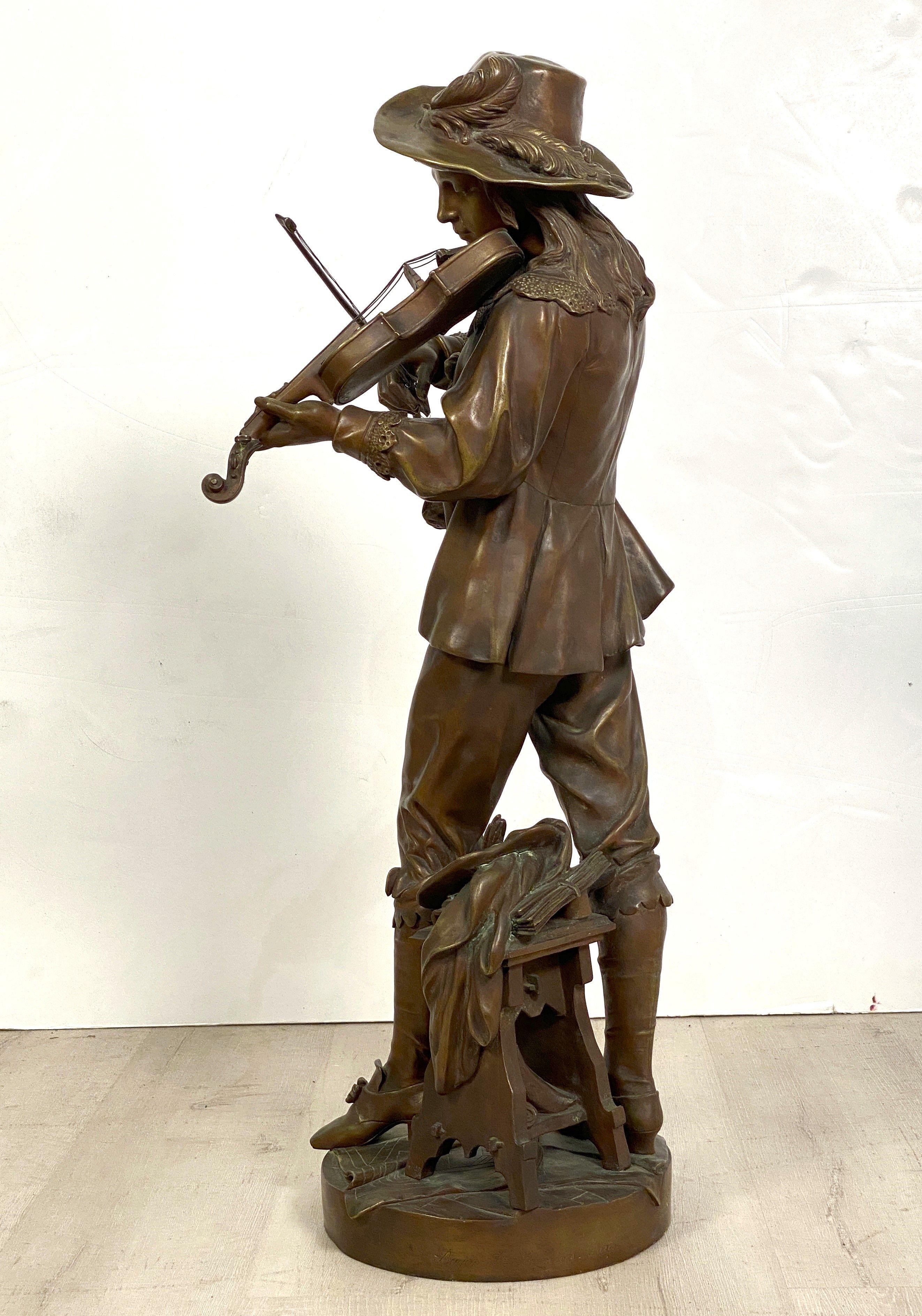 19th Century French Bronze Figural Sculpture of a Musician by Boyer Fres. Bronziers - Paris For Sale