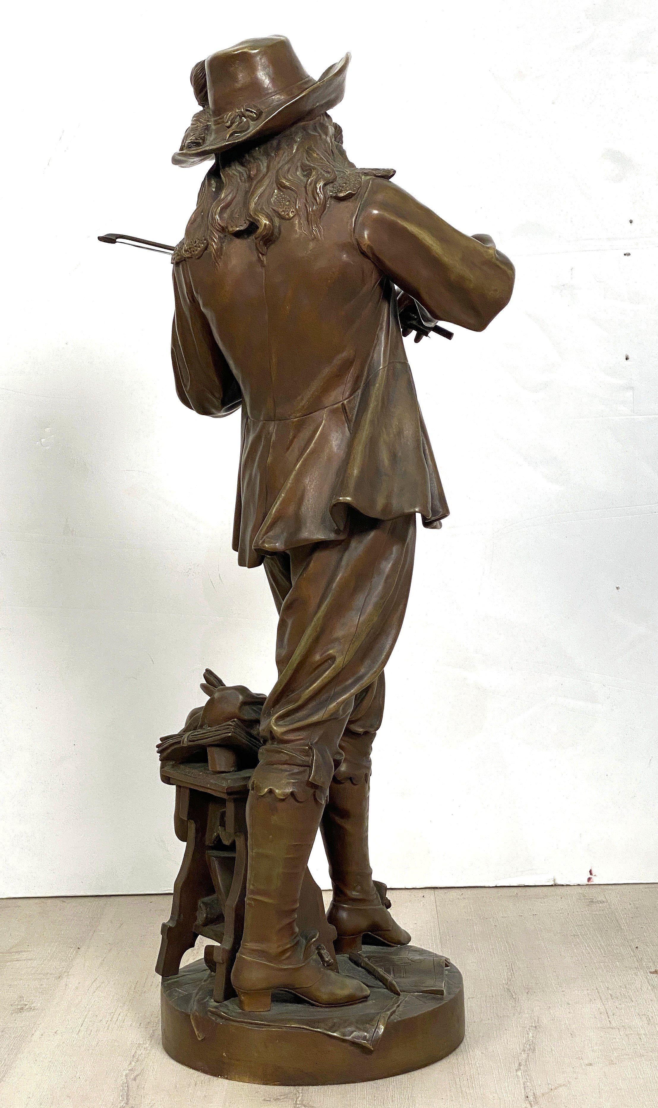 Metal French Bronze Figural Sculpture of a Musician by Boyer Fres. Bronziers - Paris For Sale