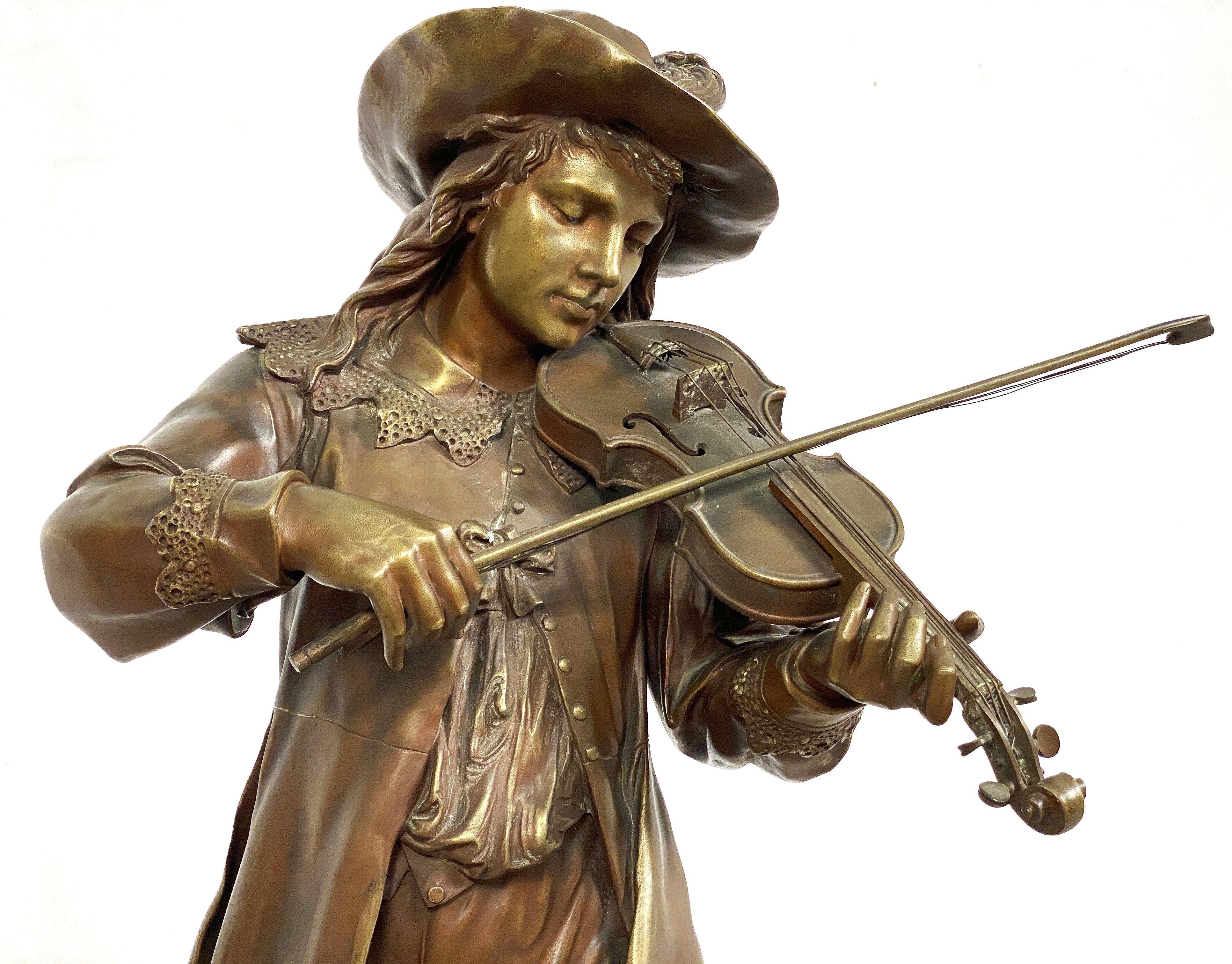 French Bronze Figural Sculpture of a Musician by Boyer Fres. Bronziers - Paris For Sale 2