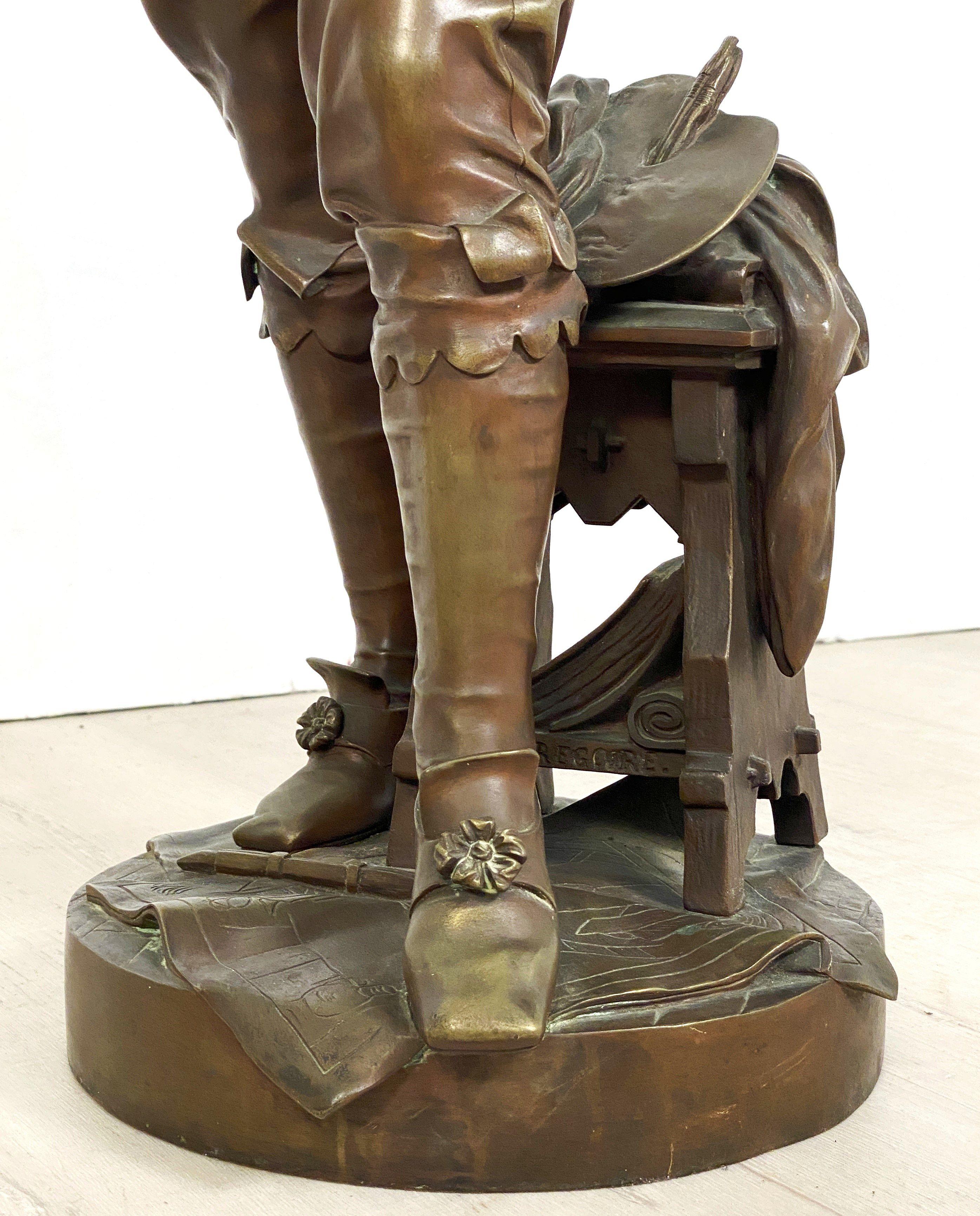 French Bronze Figural Sculpture of a Musician by Boyer Fres. Bronziers - Paris For Sale 3