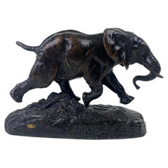 Figura in bronzo francese "Elephant Du Senegal" di Louis Barye